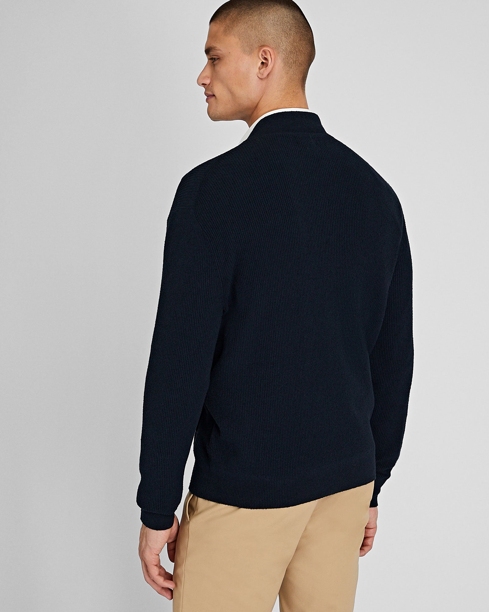 CLUB MONACO - Chandail bouclé à glissière - Marine