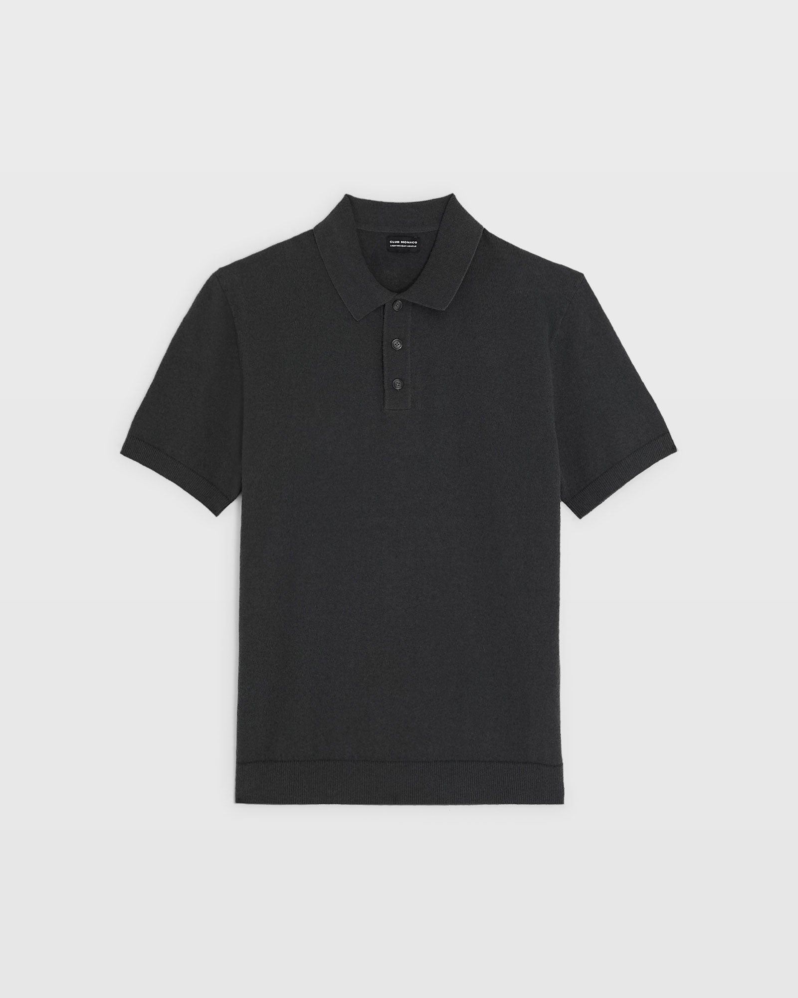 CLUB MONACO - Short Sleeve Bouclé Polo - Dark Charcoal
