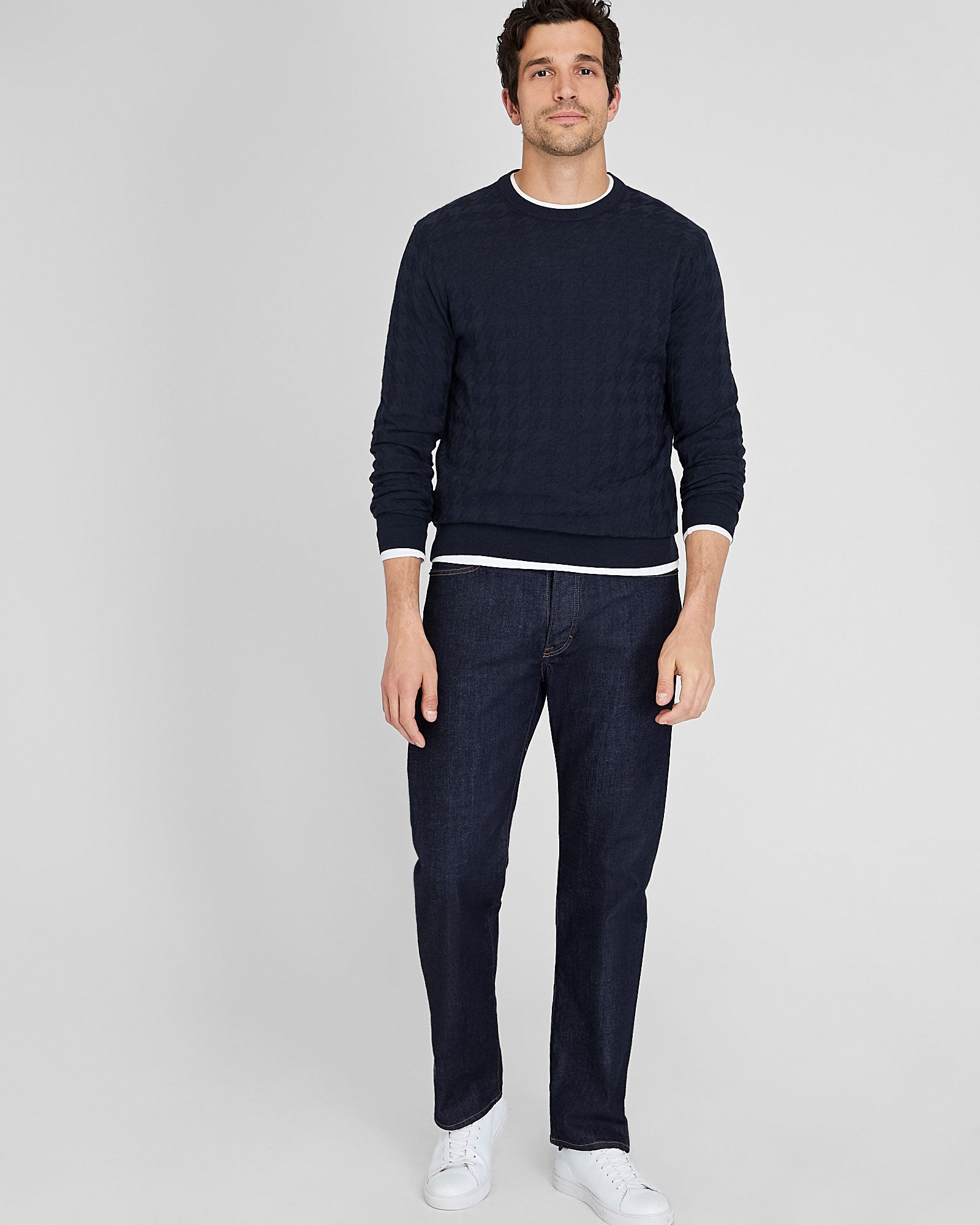 CLUB MONACO - Chandail pied-de-poule en laine - Marine