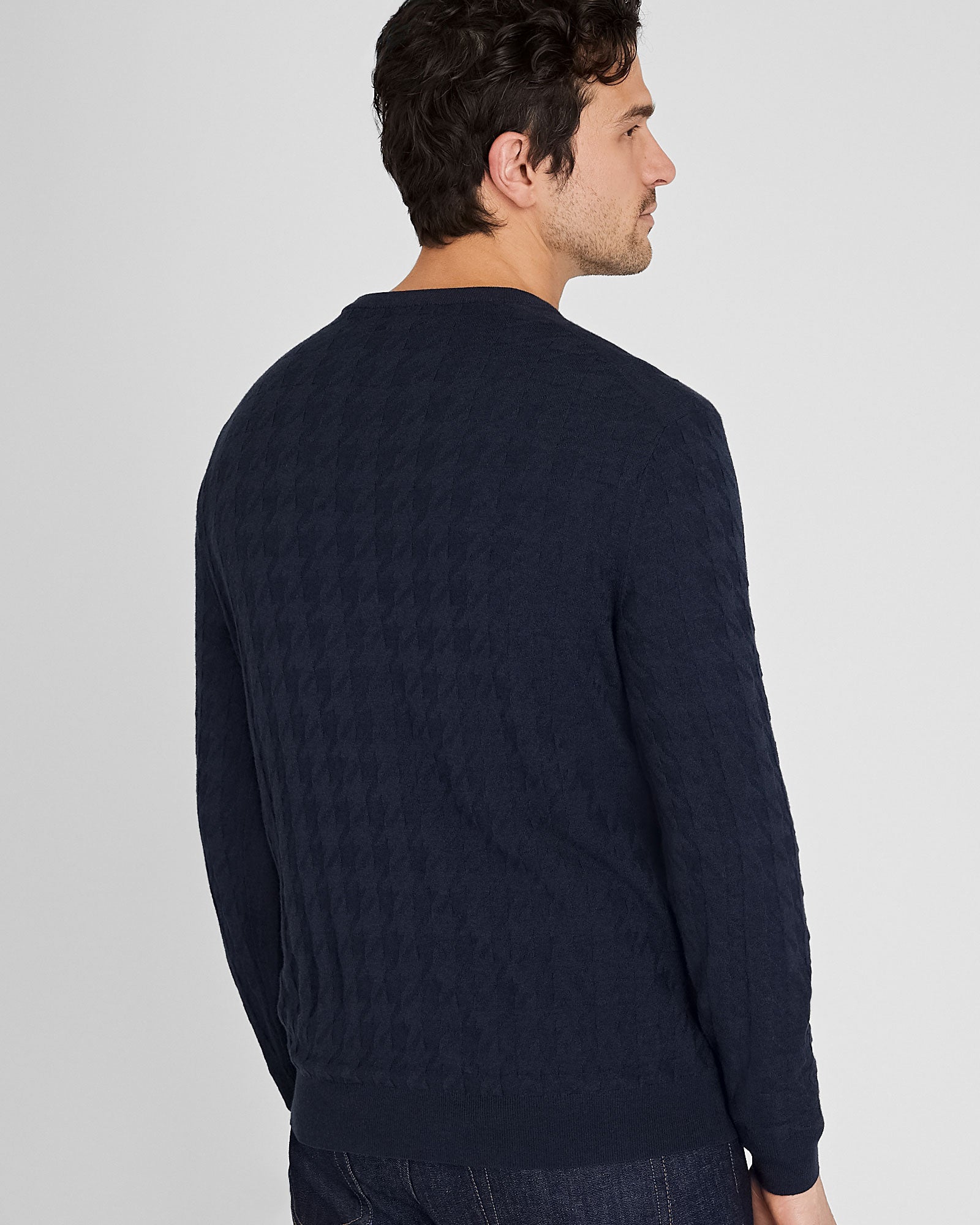 CLUB MONACO - Chandail pied-de-poule en laine - Marine