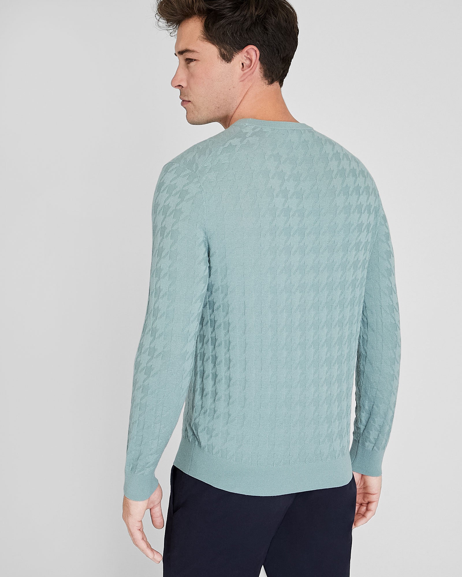 CLUB MONACO - Chandail pied-de-poule en laine - Gris Ardoise