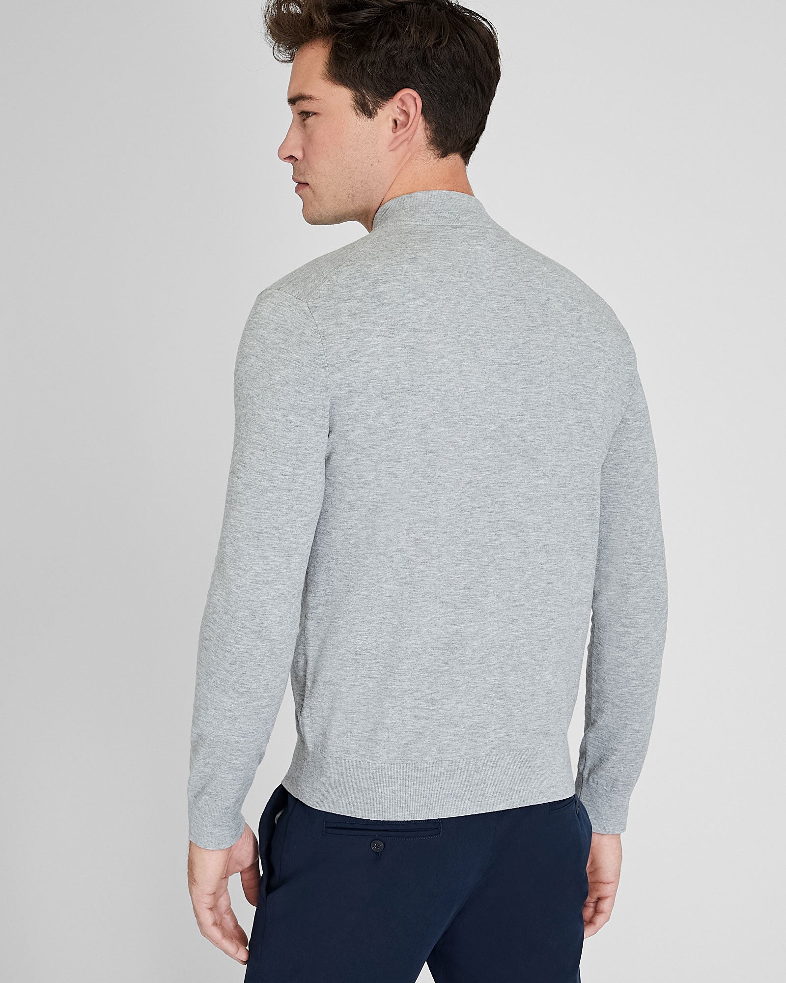 CLUB MONACO - Chandail technique à glissière 1/4 - Gris Chiné Moyen