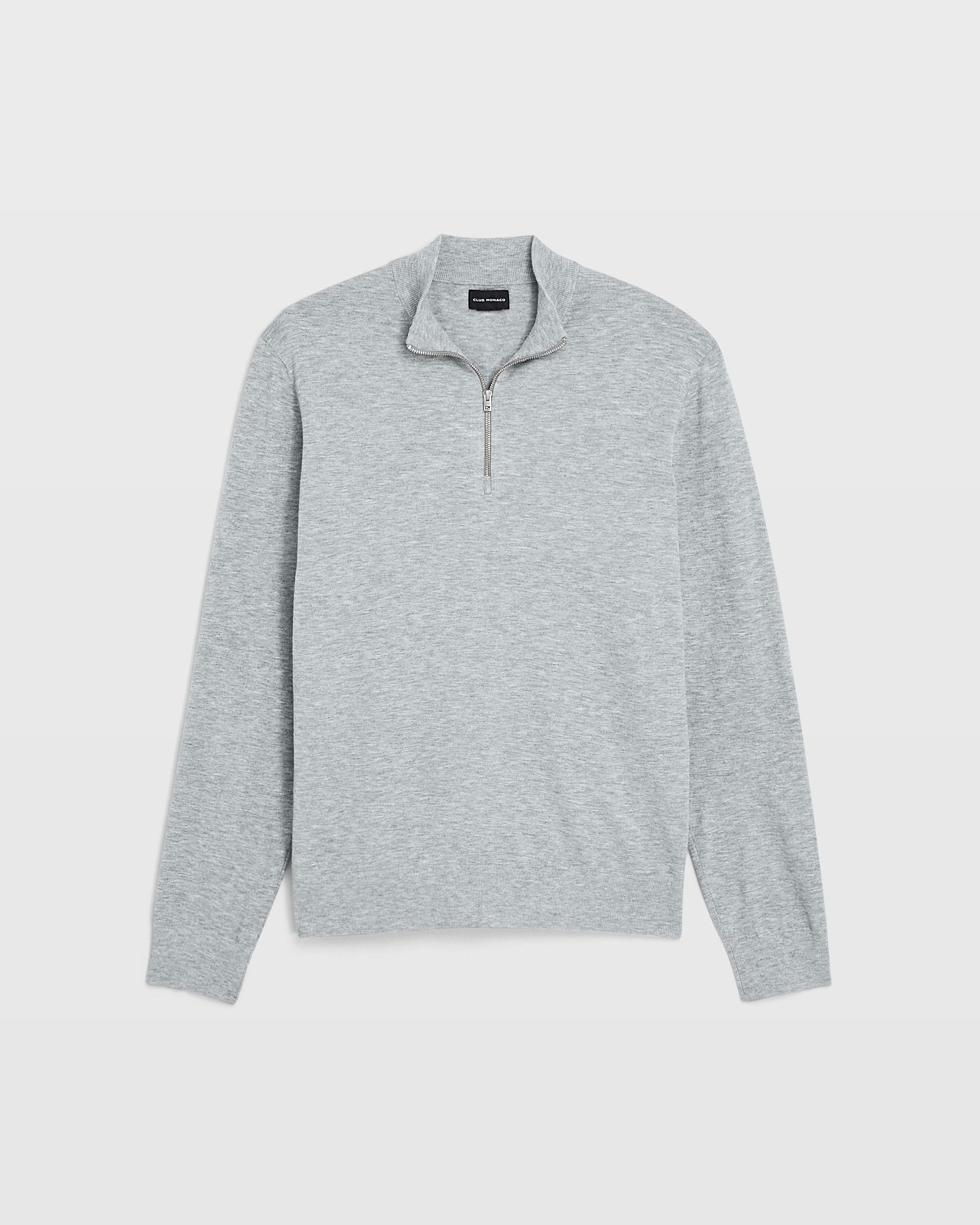 CLUB MONACO - Chandail technique à glissière 1/4 - Gris Chiné Moyen