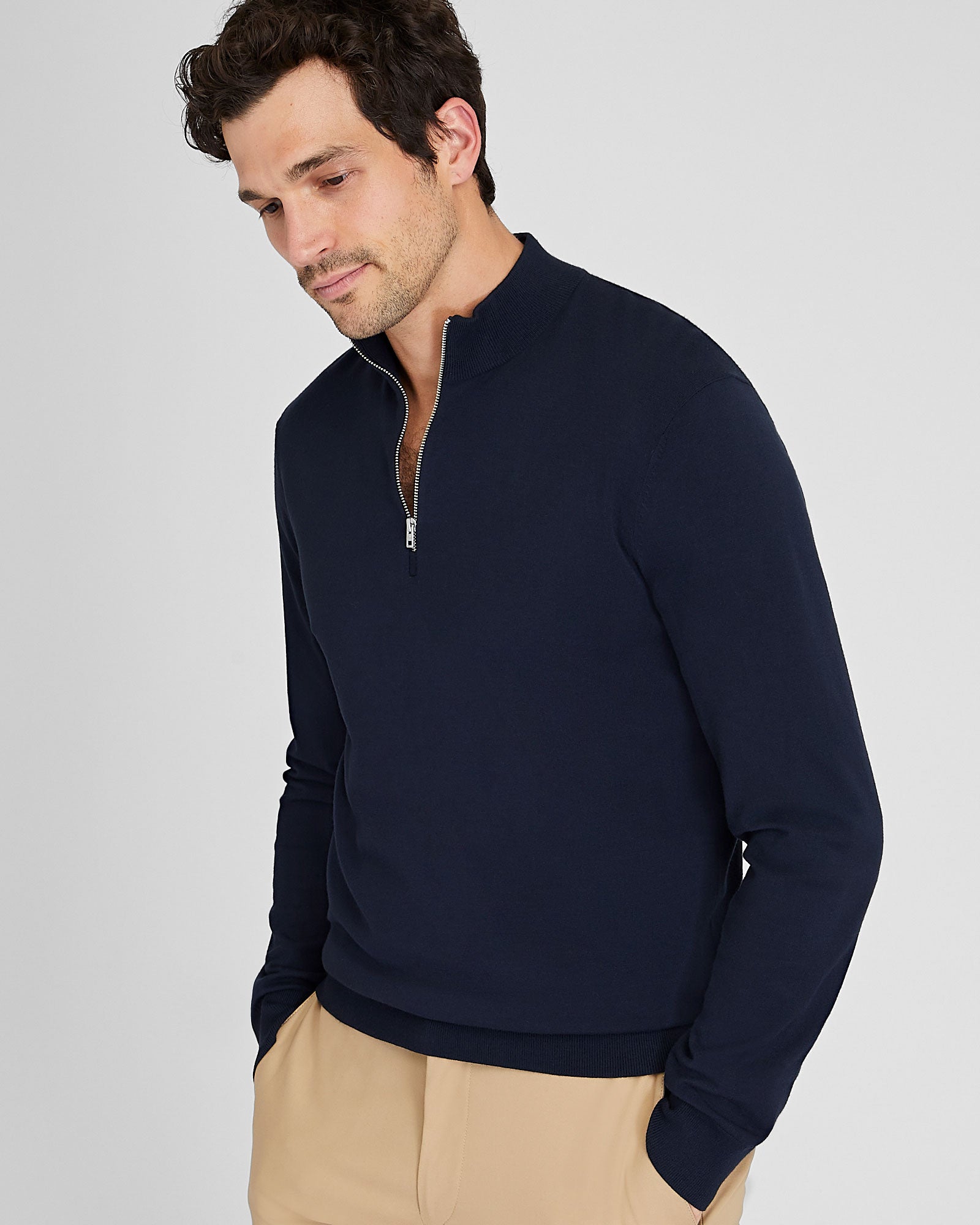 CLUB MONACO - Chandail technique à glissière 1/4 - Marine