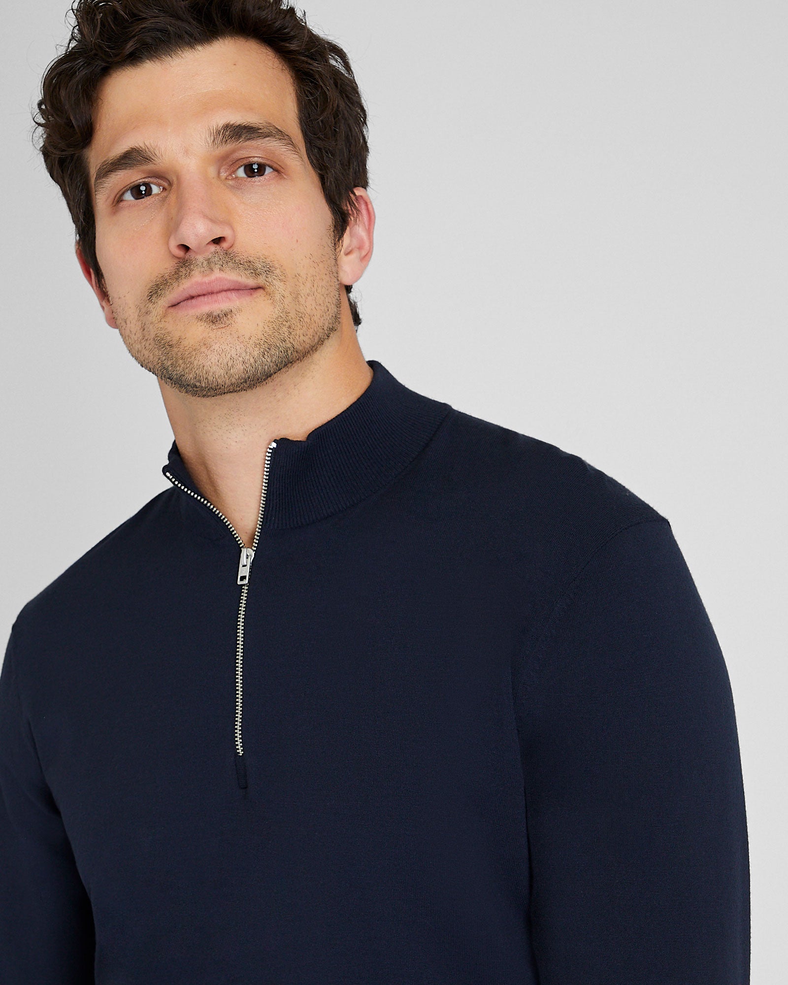 CLUB MONACO - Chandail technique à glissière 1/4 - Marine
