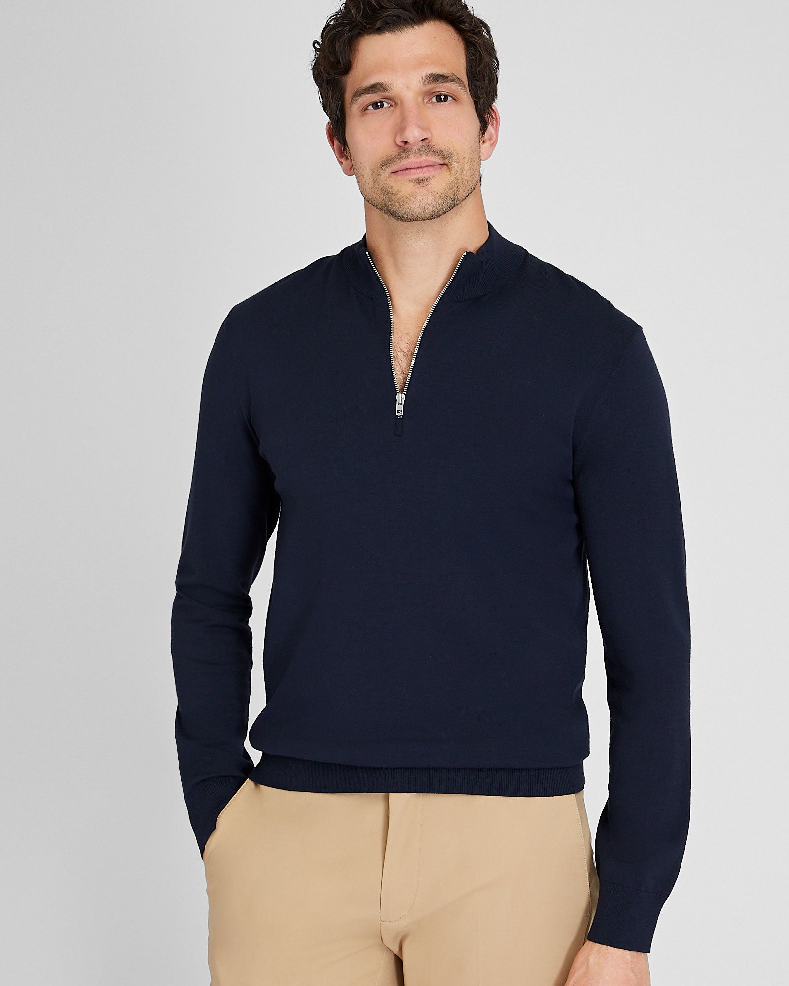 CLUB MONACO - Chandail technique à glissière 1/4 - Marine