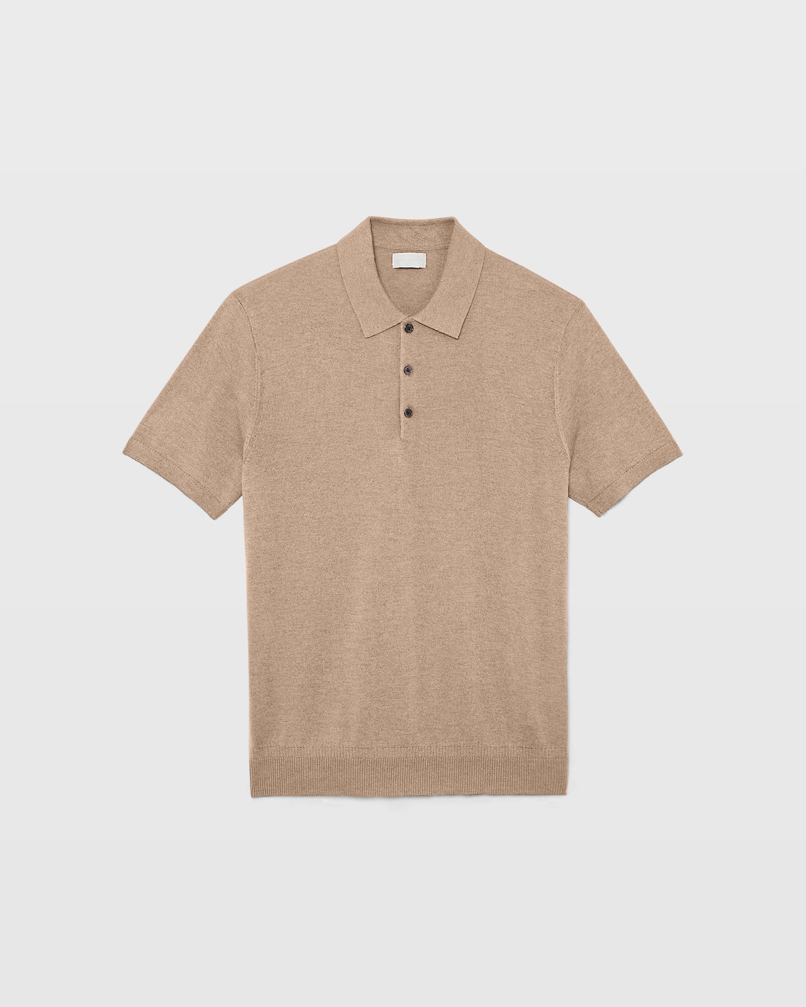 CLUB MONACO - Polo soie/cachemire manche courte - Brun