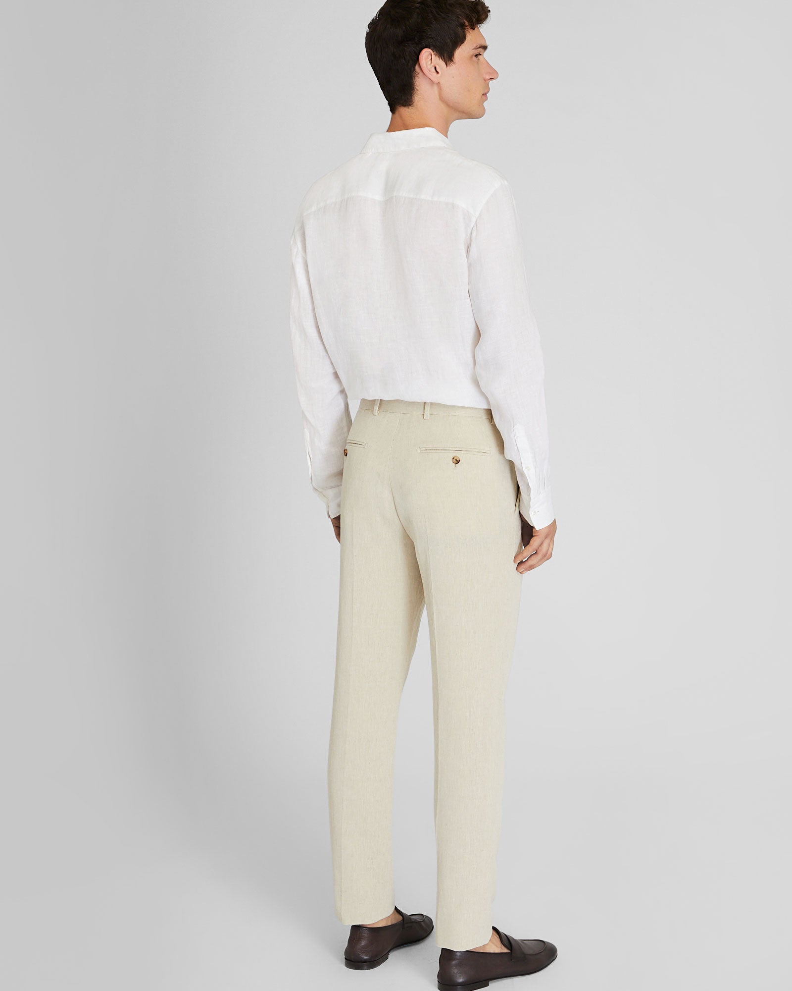 CLUB MONACO - Pantalon de costume soie et lin - Taupe