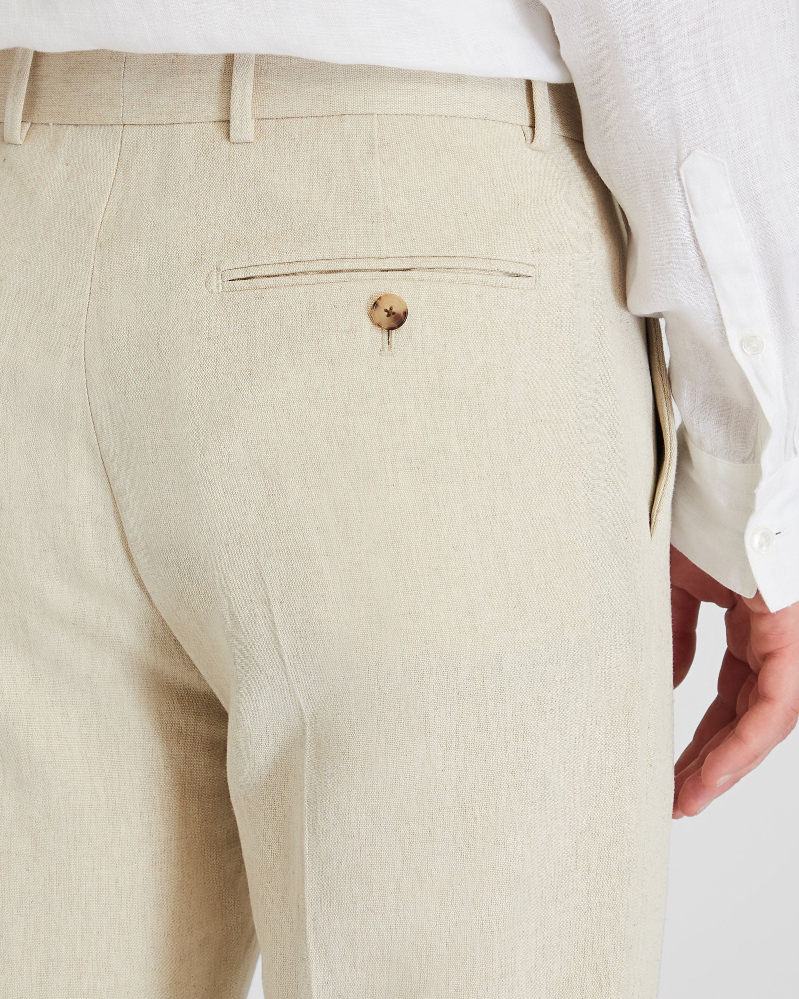 CLUB MONACO - Pantalon de costume soie et lin - Taupe
