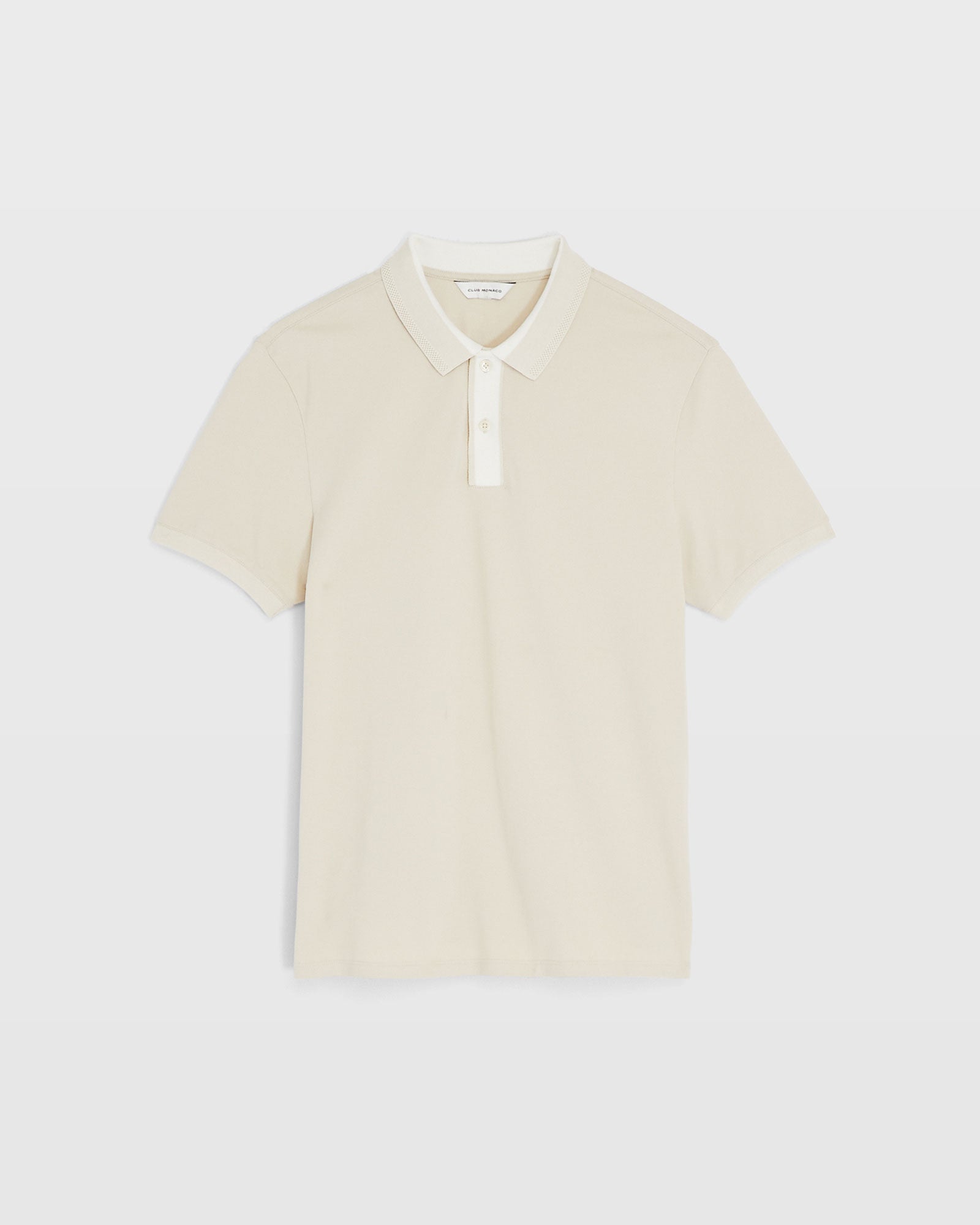 CLUB MONACO - Polo à col de couleur contrastante - Amande