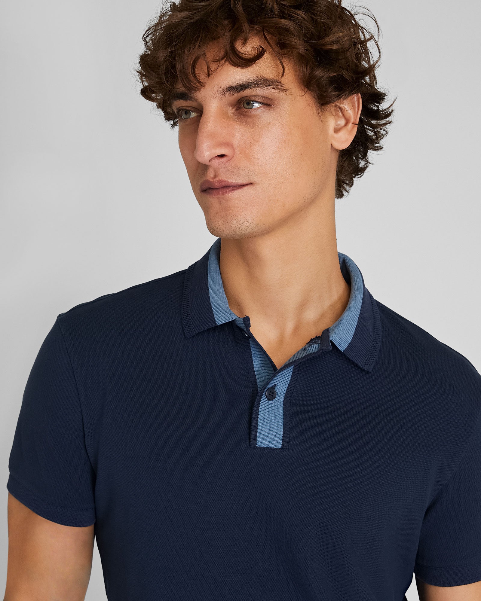CLUB MONACO - Blocked Collar Polo - Navy