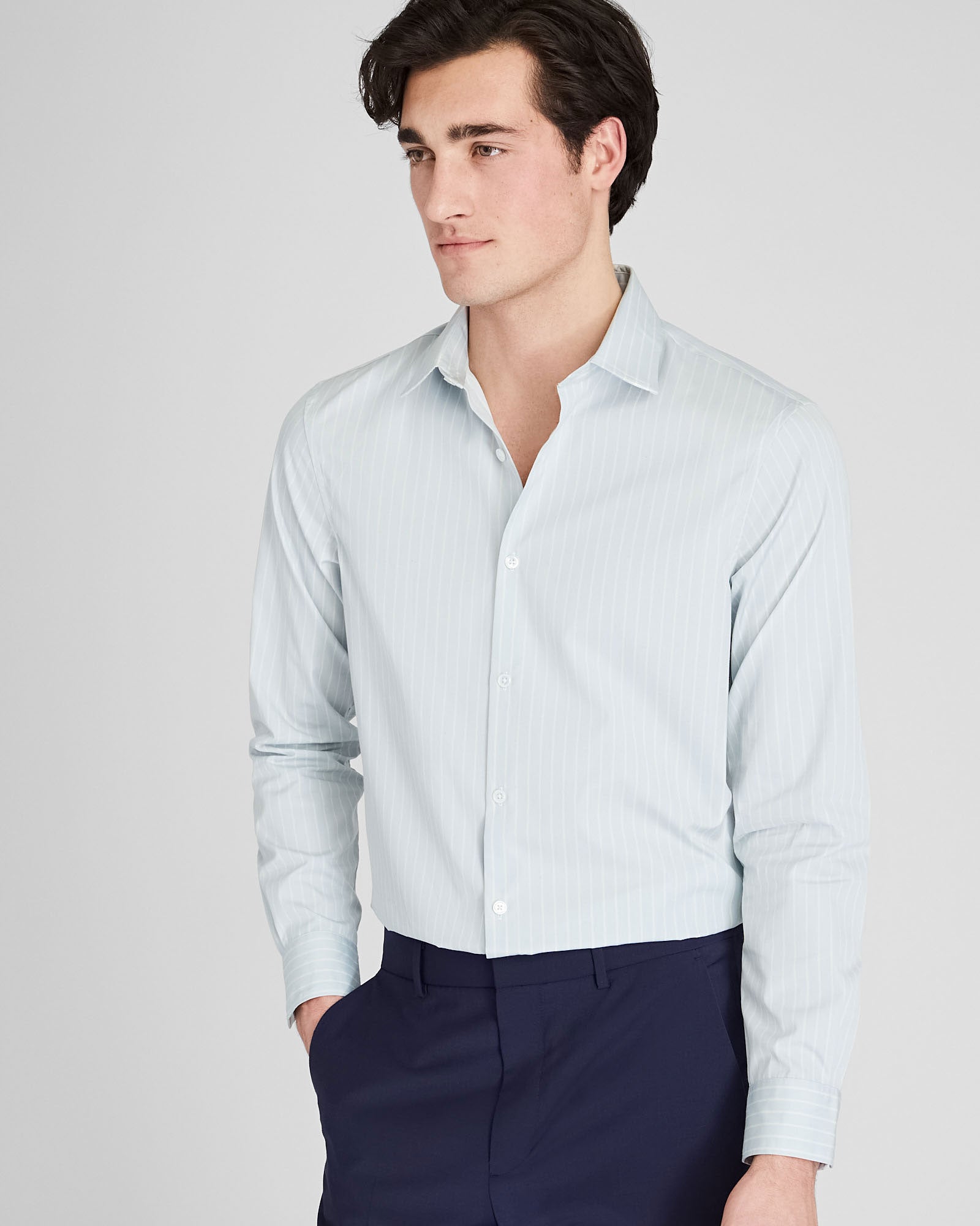 CLUB MONACO - Fine Cotton Dress Shirt - Light Blue Base