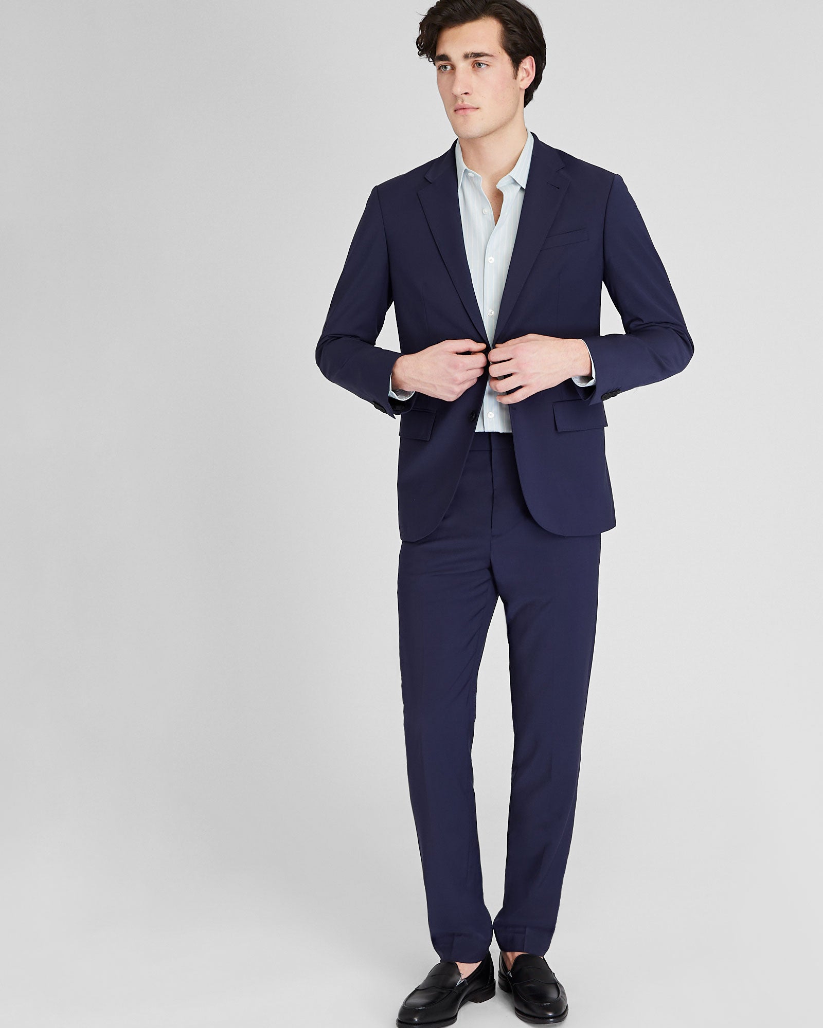 CLUB MONACO - Fine Cotton Dress Shirt - Light Blue Base