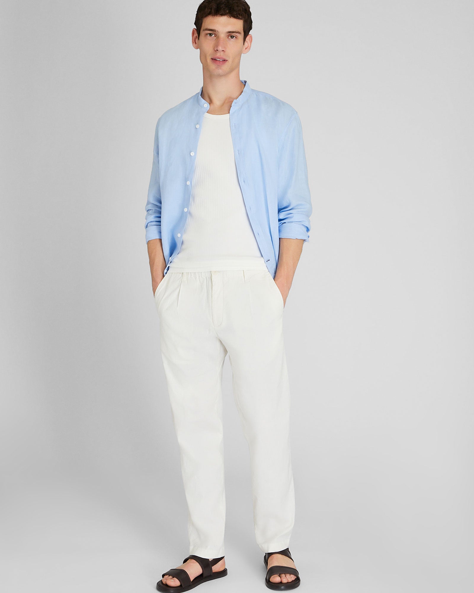 CLUB MONACO - Relaxed Tapered Linen-Blend Pant - White