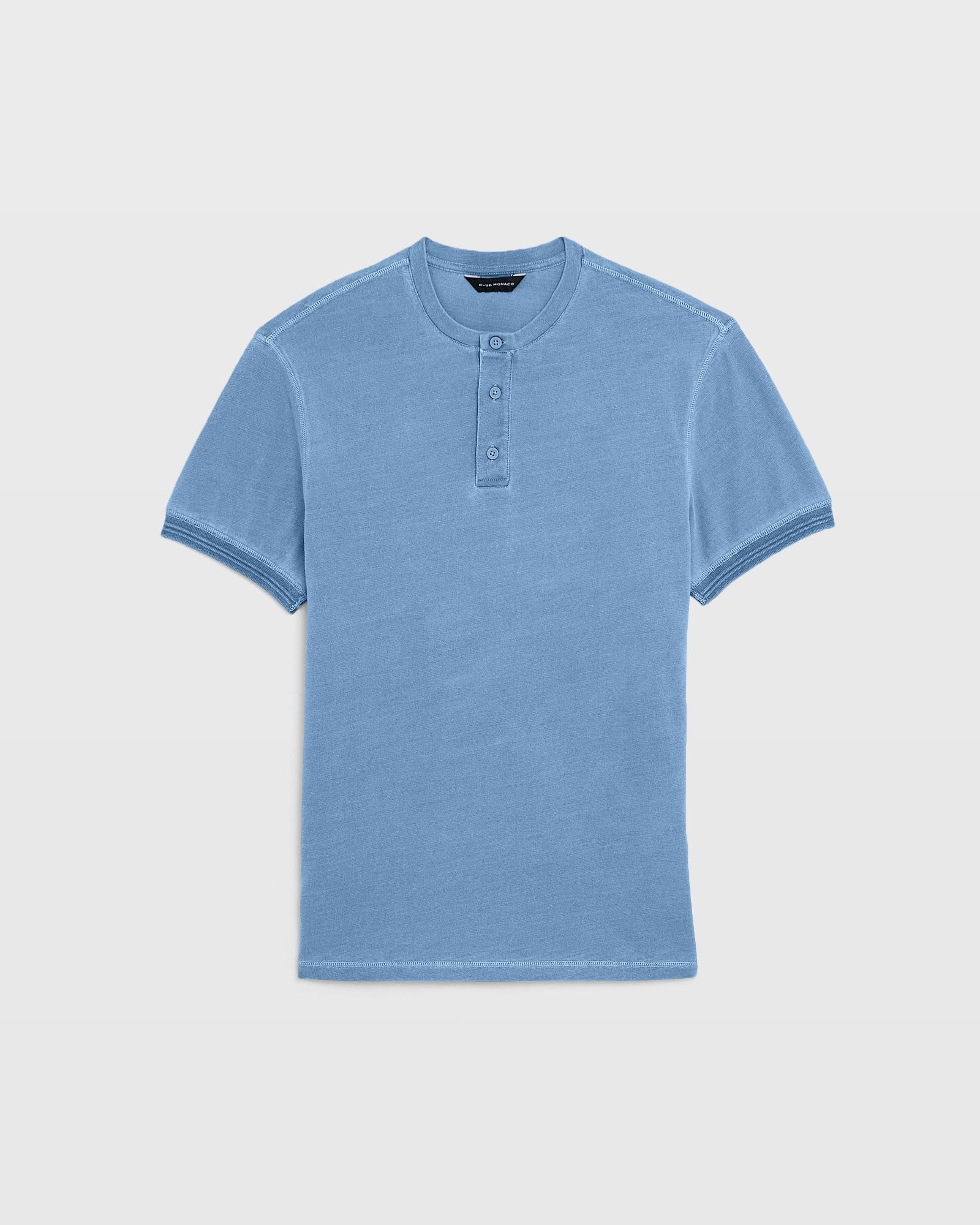 CLUB MONACO - Short Sleeve Indigo Henley - Indigo Heather