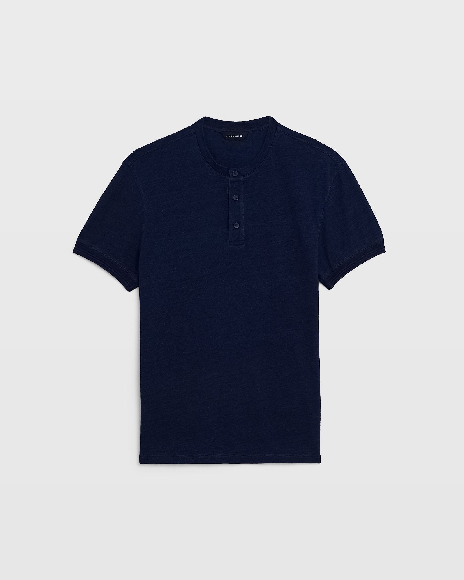 CLUB MONACO - Short Sleeve Indigo Henley - Indigo