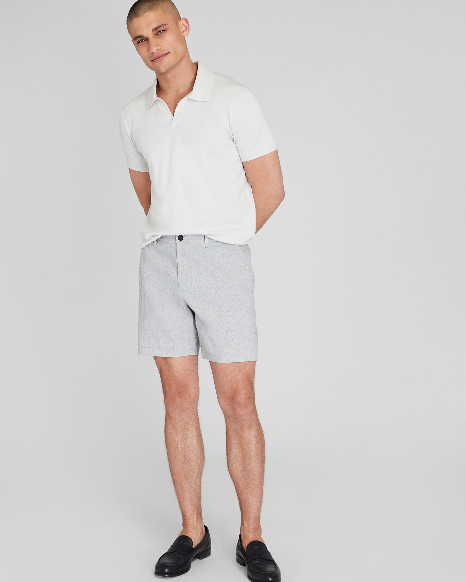 CLUB MONACO - Short Sleeve Tech Johnny Collar Polo - Off White