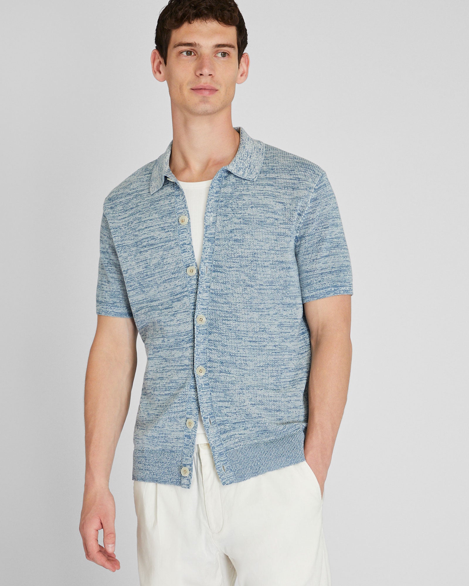 CLUB MONACO - Short Sleeve Mesh Shirt - Blue Base