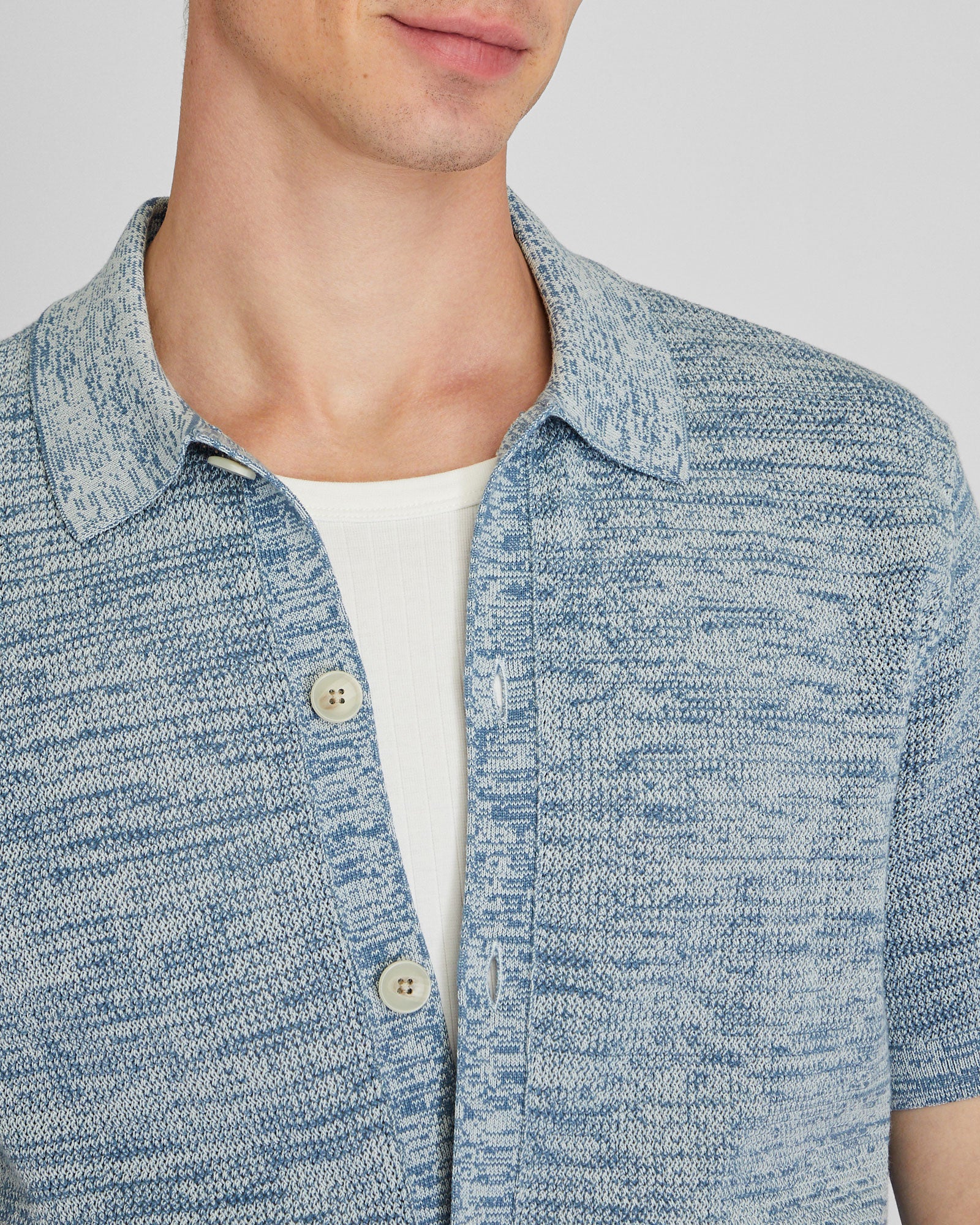 CLUB MONACO - Short Sleeve Mesh Shirt - Blue Base