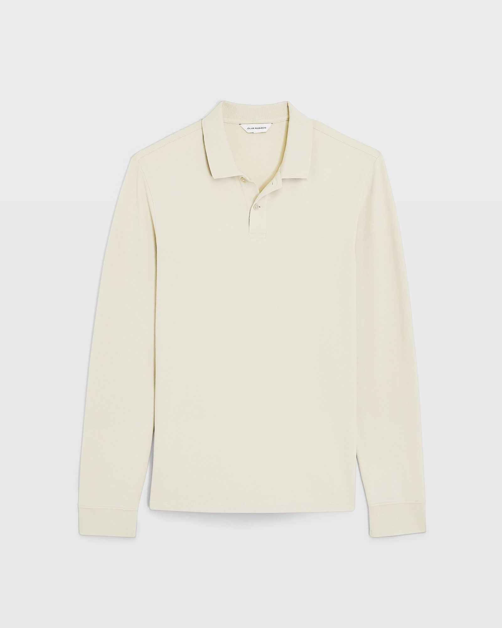 CLUB MONACO - Long Sleeve Clean Piqué Polo - Khaki