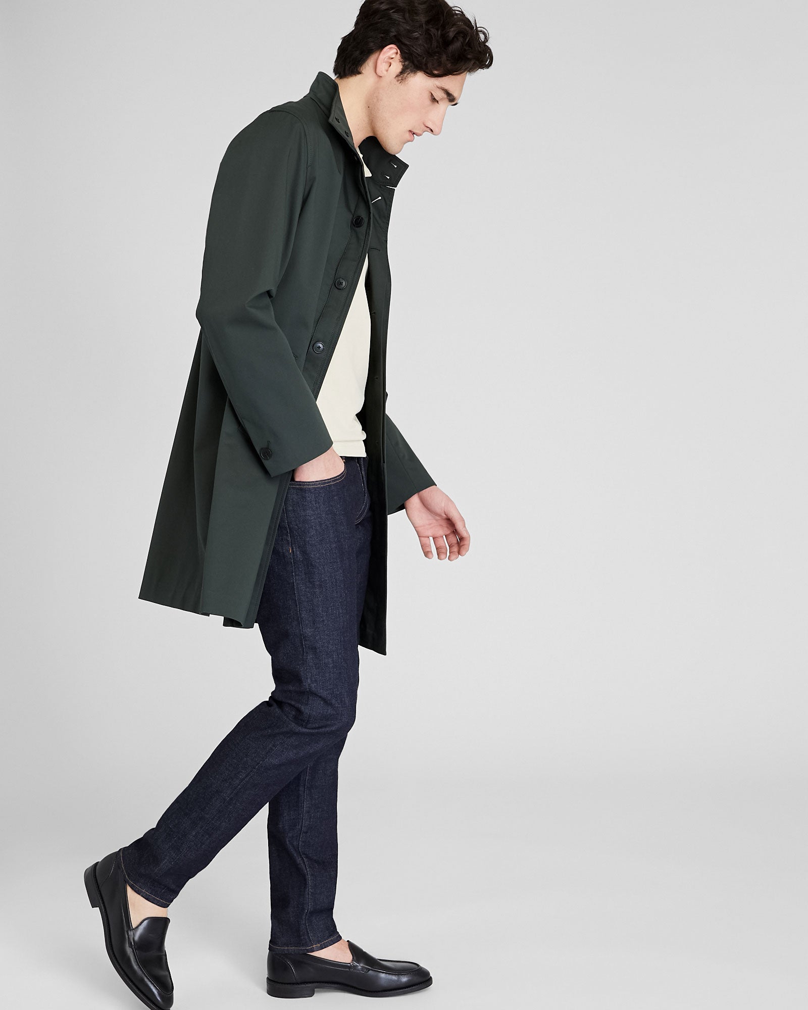 CLUB MONACO - Long Sleeve Clean Piqué Polo - Khaki