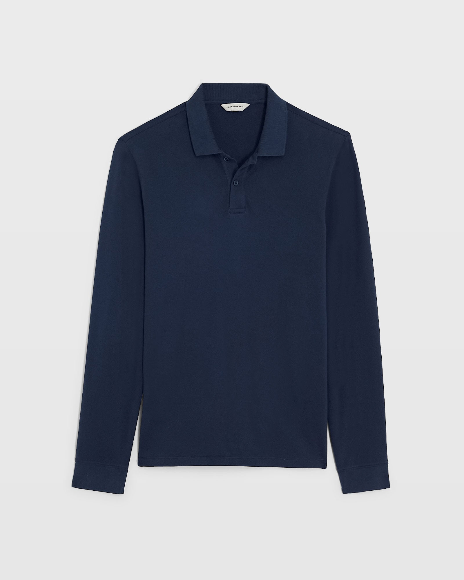 CLUB MONACO - Long Sleeve Clean Piqué Polo - Navy