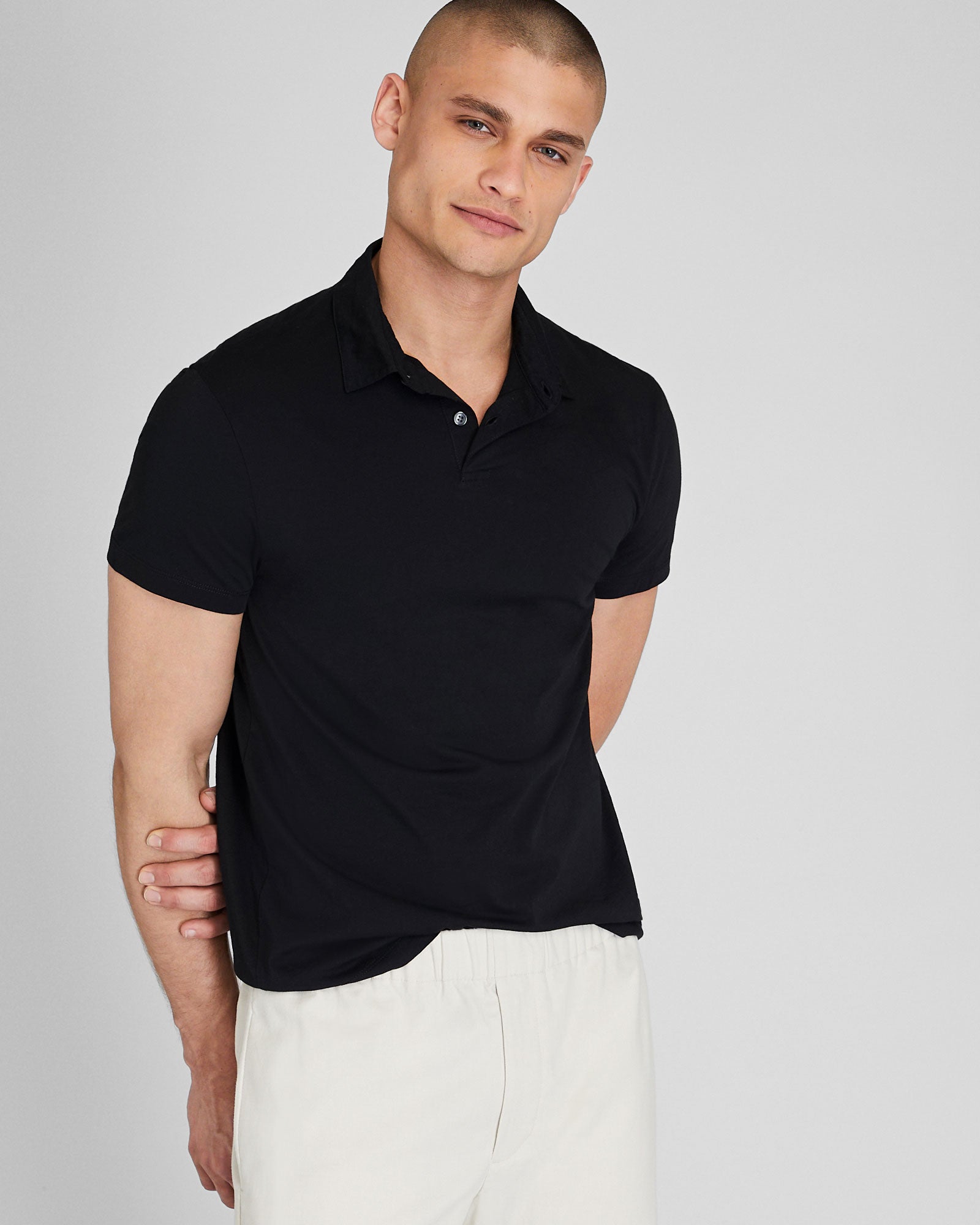 CLUB MONACO - Featherweight Japanese Polo - Black