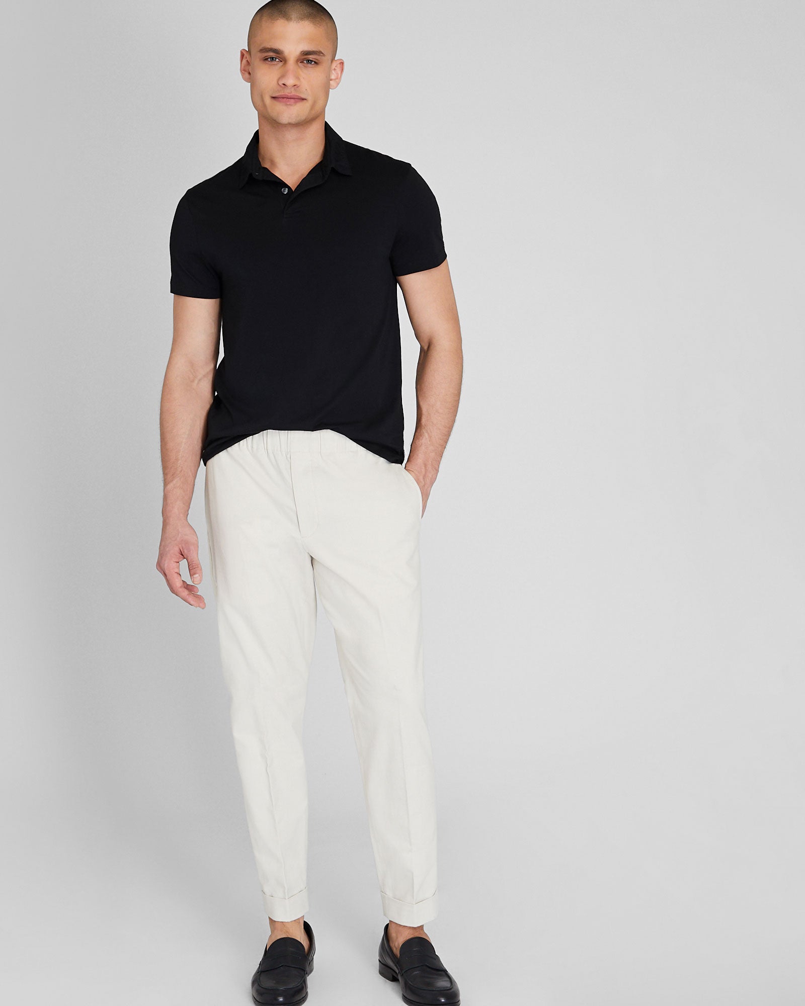 CLUB MONACO - Featherweight Japanese Polo - Black