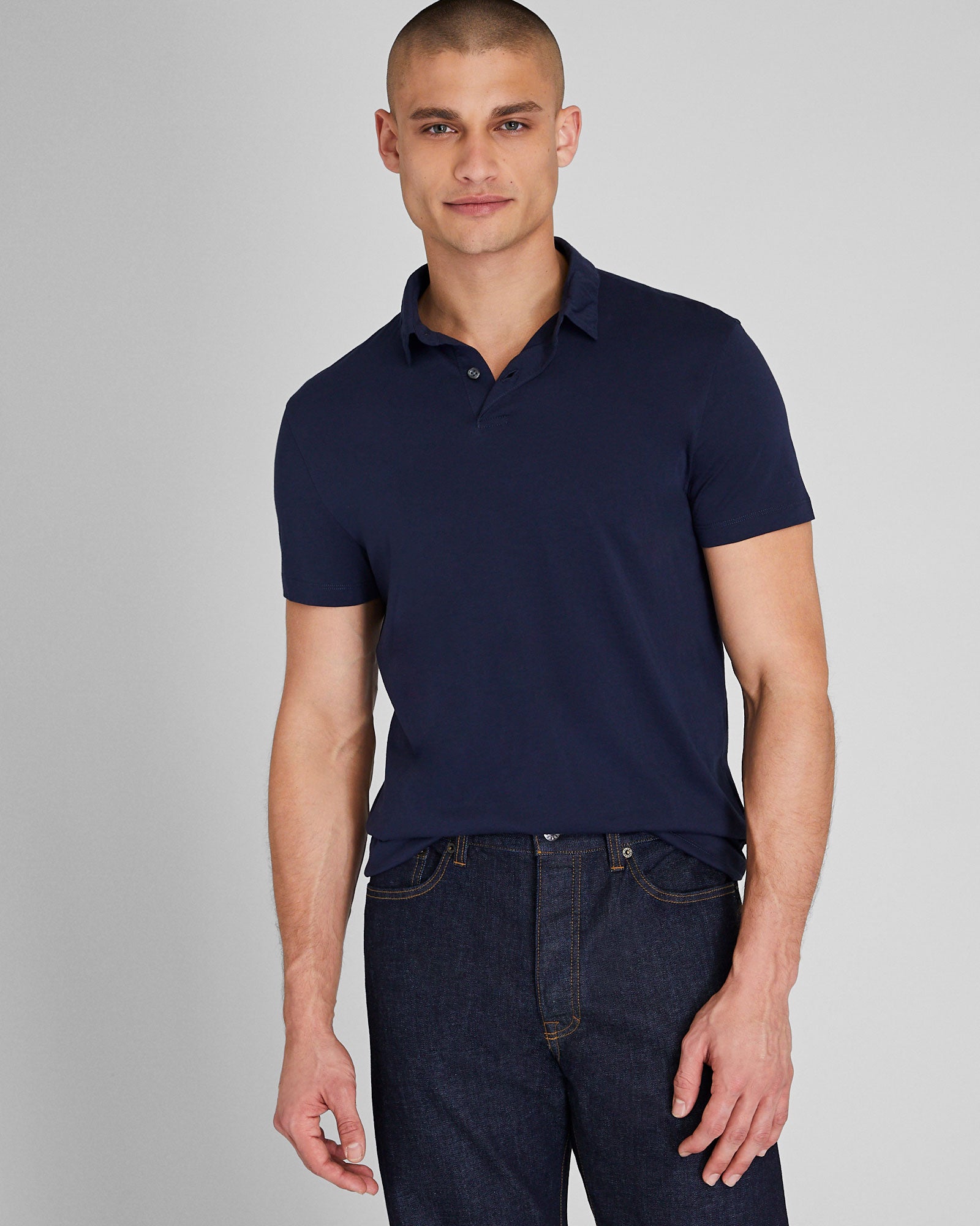 CLUB MONACO - Polo japonais ultraléger - Marine