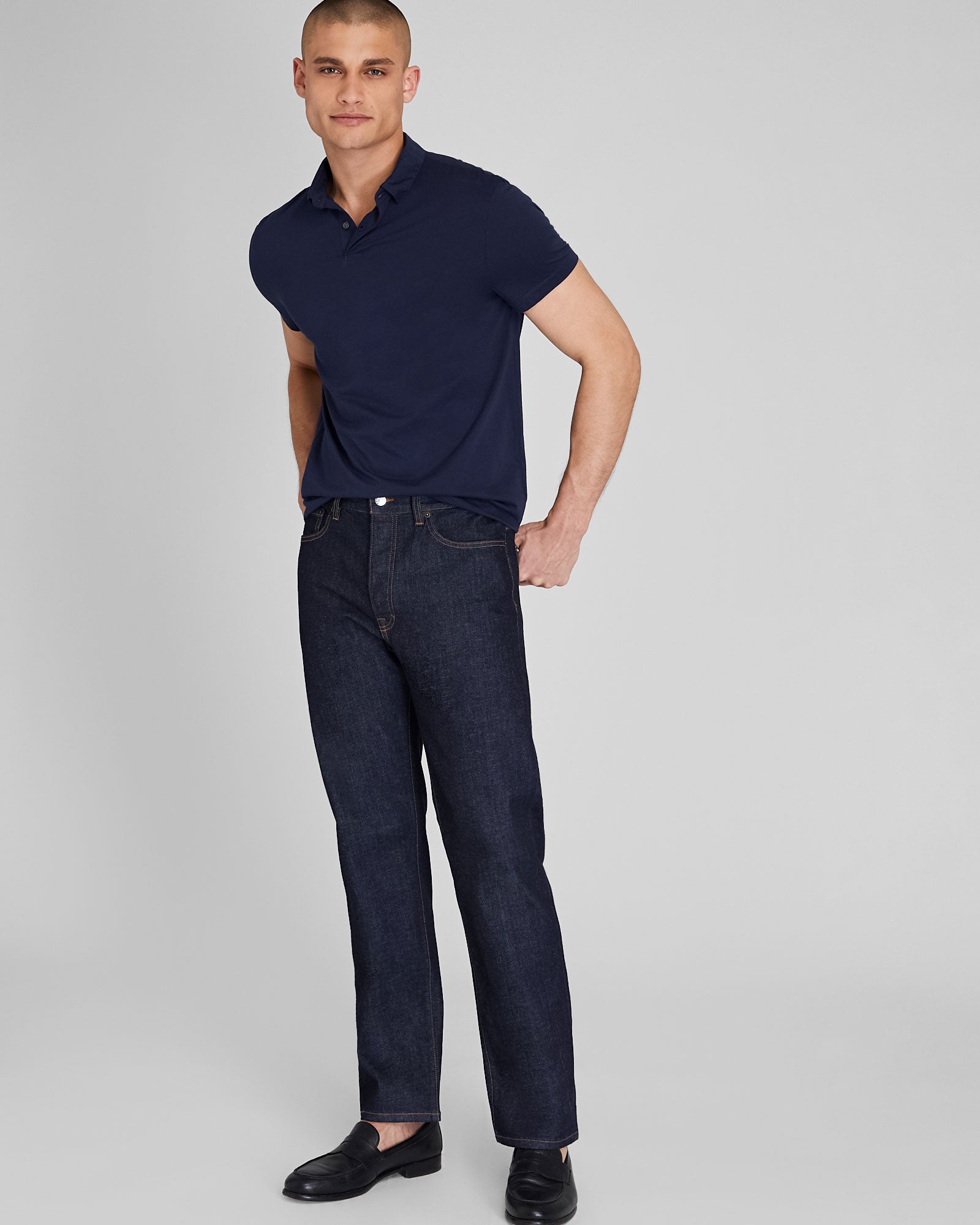 CLUB MONACO - Polo japonais ultraléger - Marine