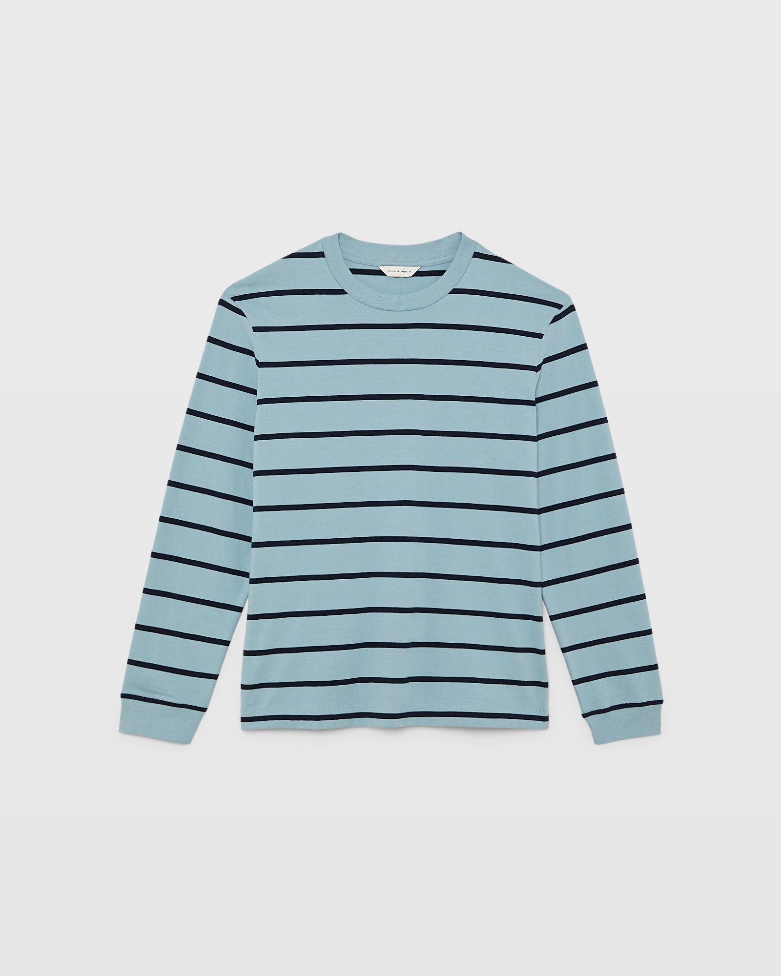 CLUB MONACO - Stripe Long Sleeve Relaxed Tee - Blue Stripe