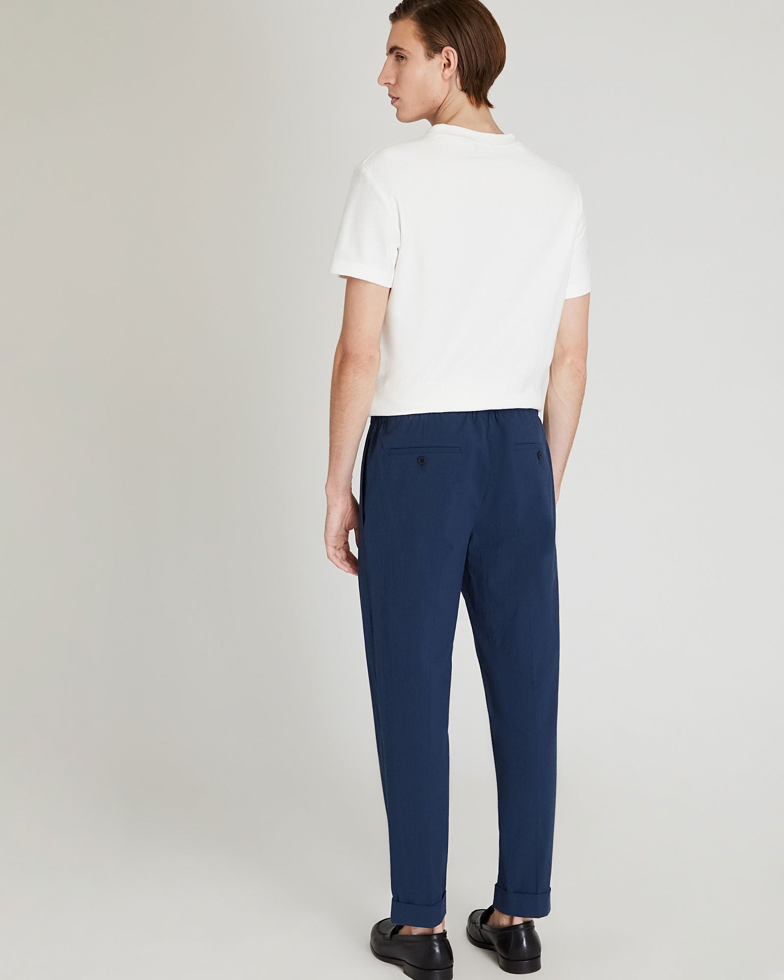 CLUB MONACO - Pantalon gaufré extensible - Mélange Marine