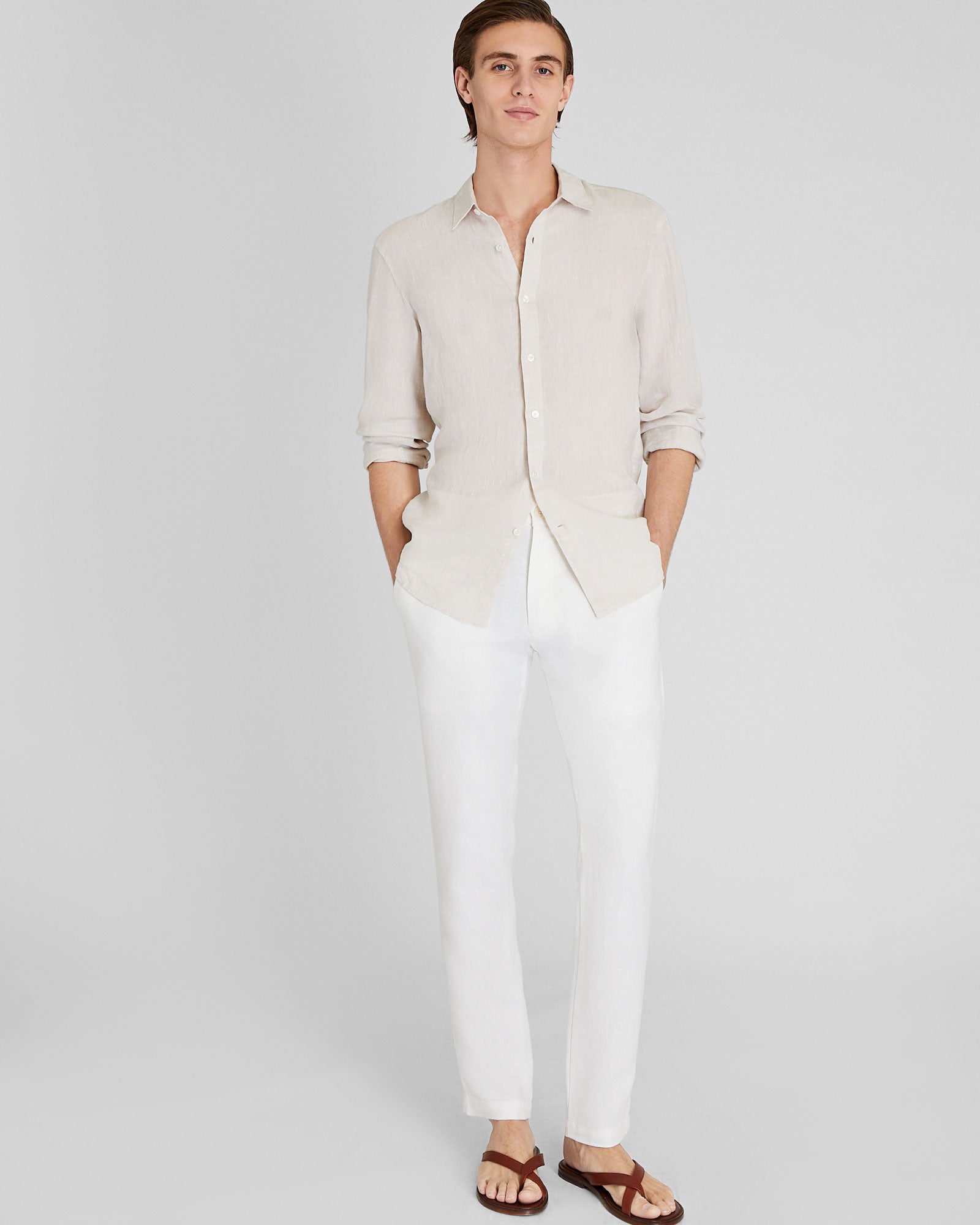 CLUB MONACO - Connor Linen Pant - White