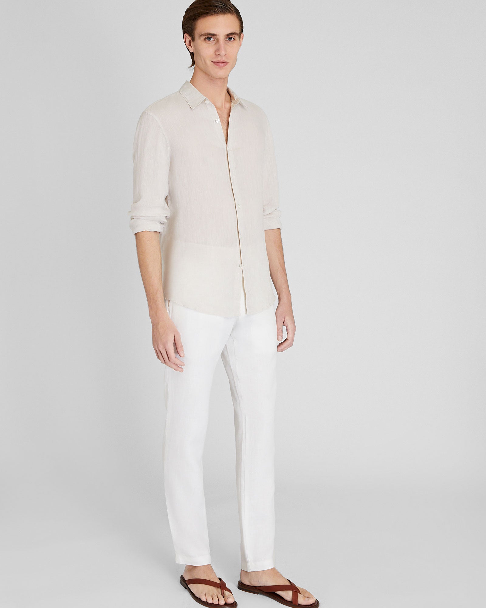 CLUB MONACO - Connor Linen Pant - White