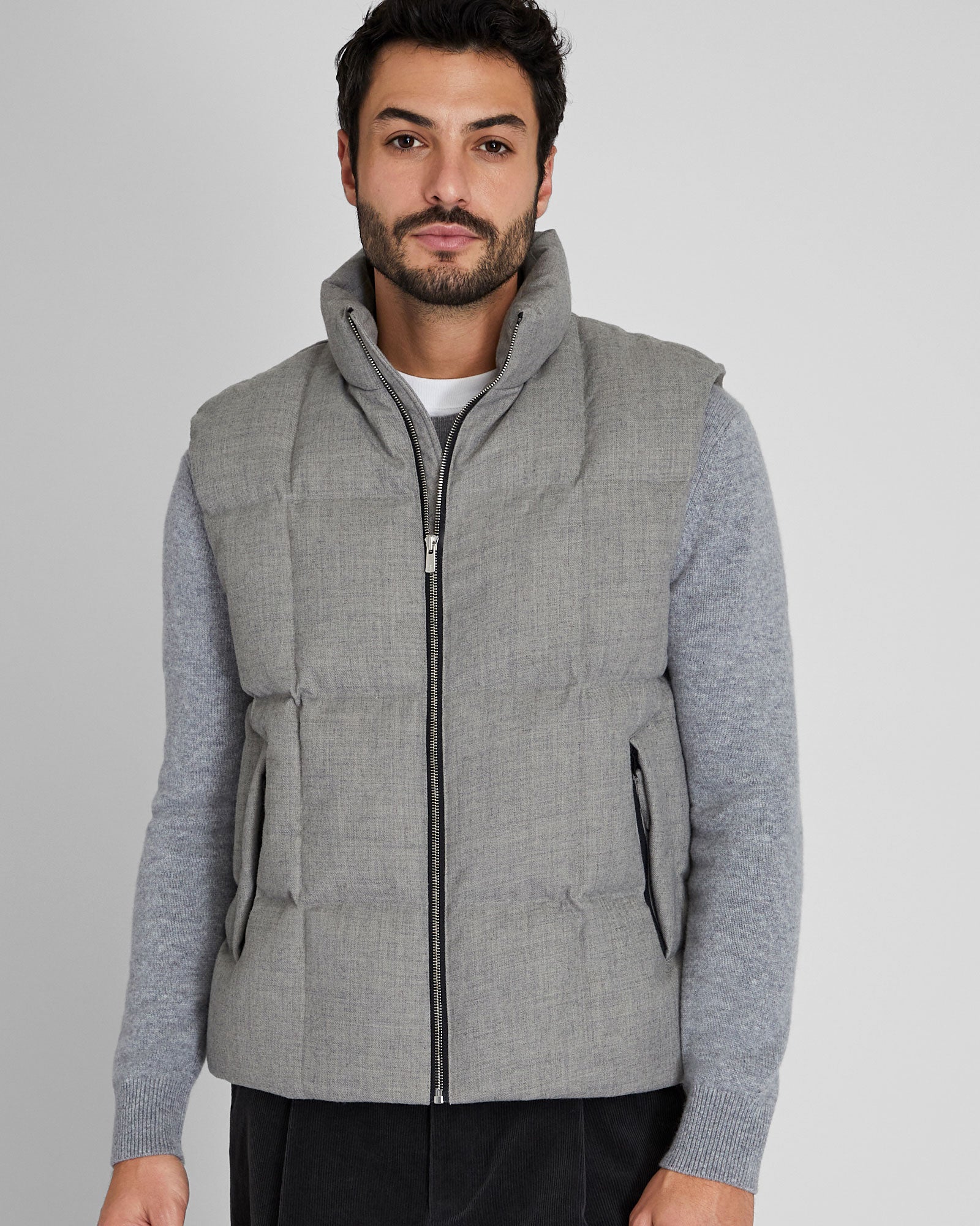 CLUB MONACO - Club Wool Down Vest - Gris Clair