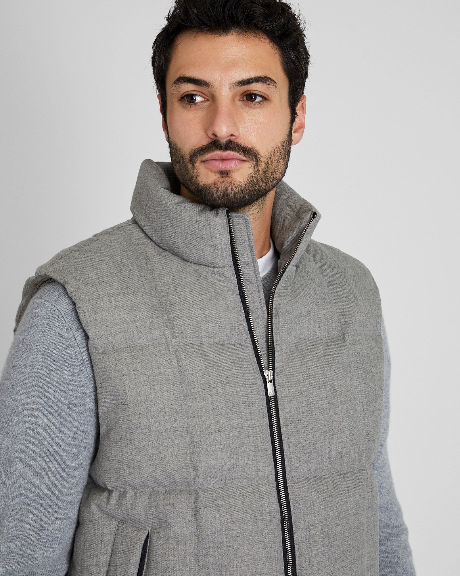 CLUB MONACO - Club Wool Down Vest - Gris Clair