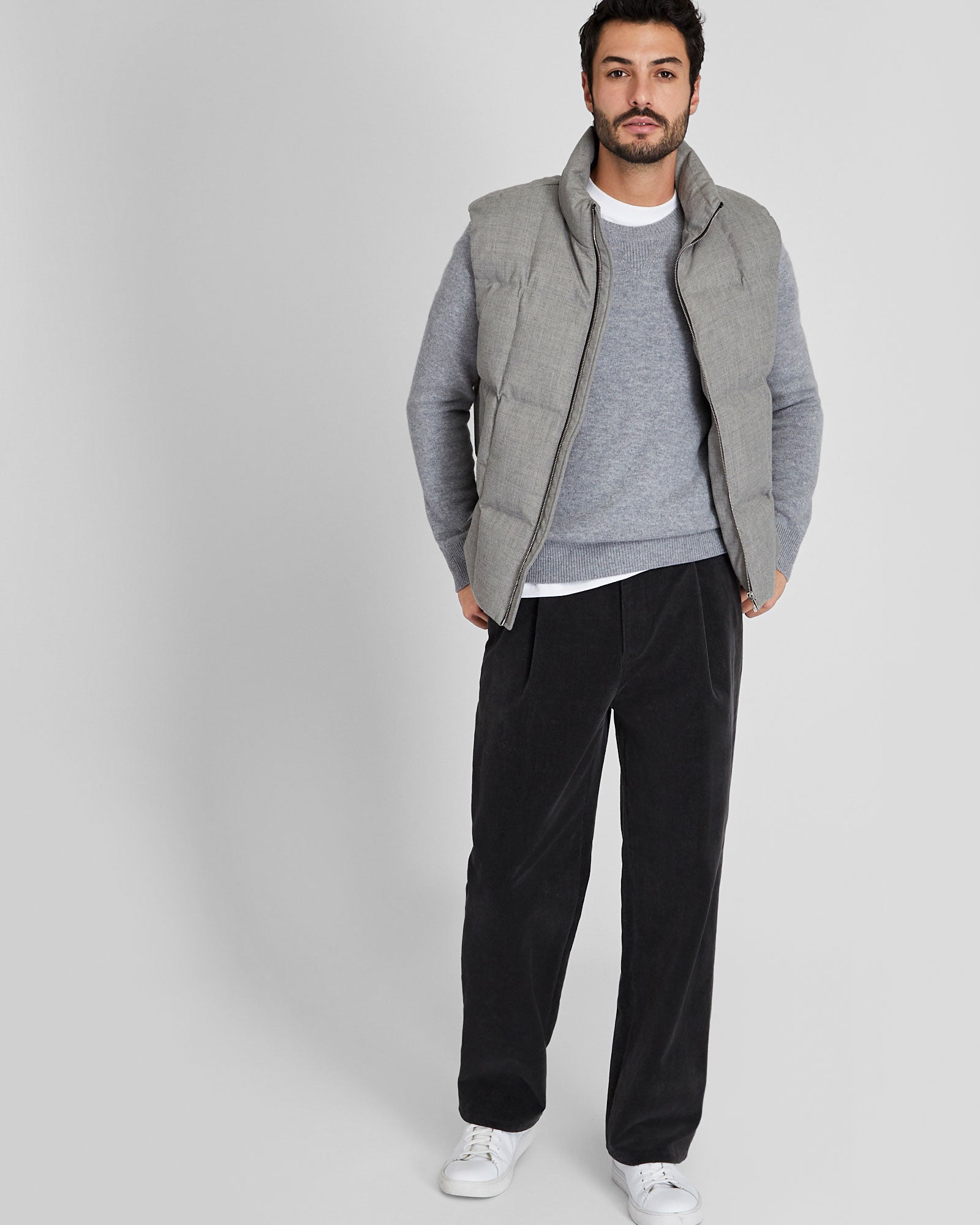 CLUB MONACO - Club Wool Down Vest - Gris Clair
