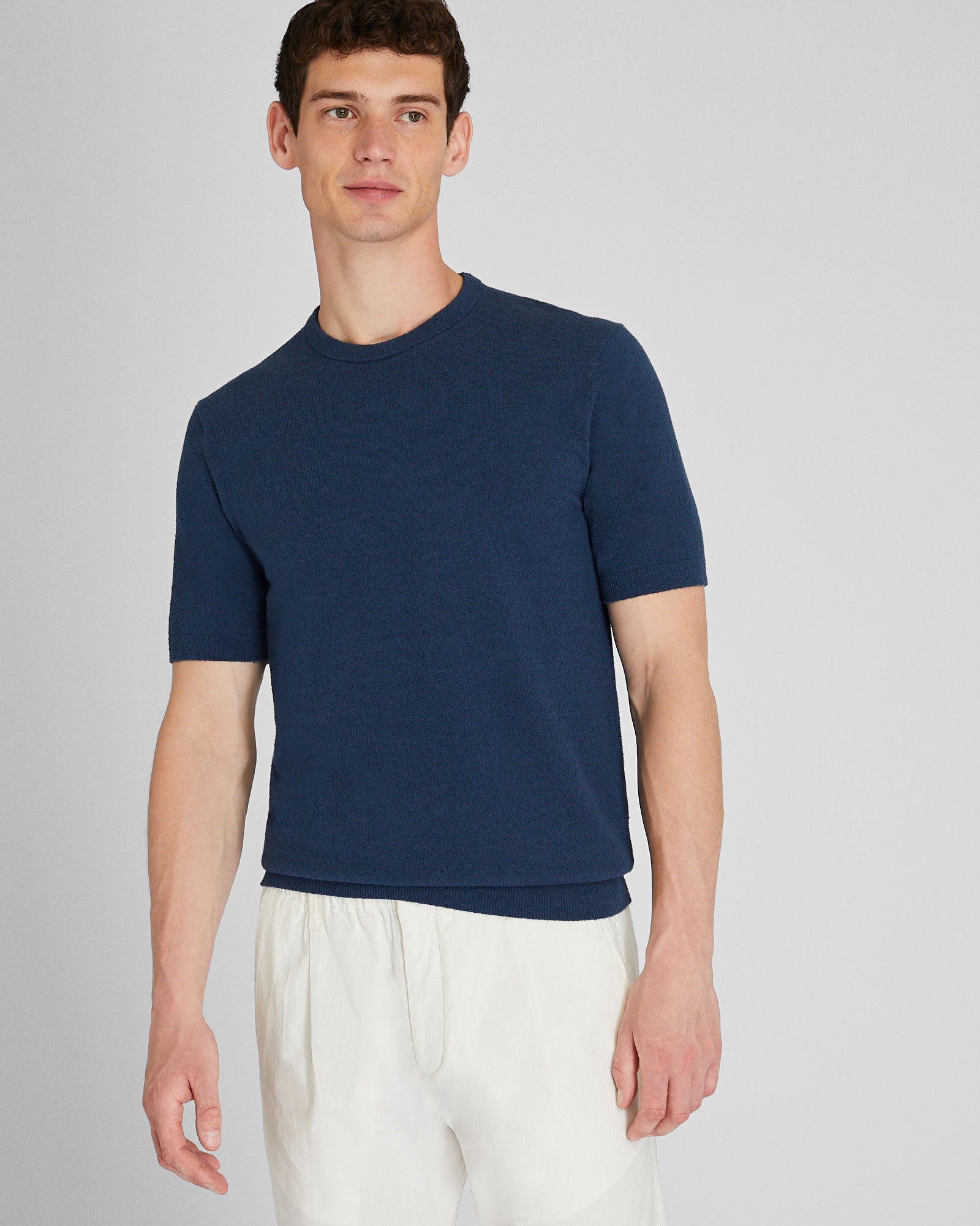 CLUB MONACO - Chandail bouclé ras du cou - Marine