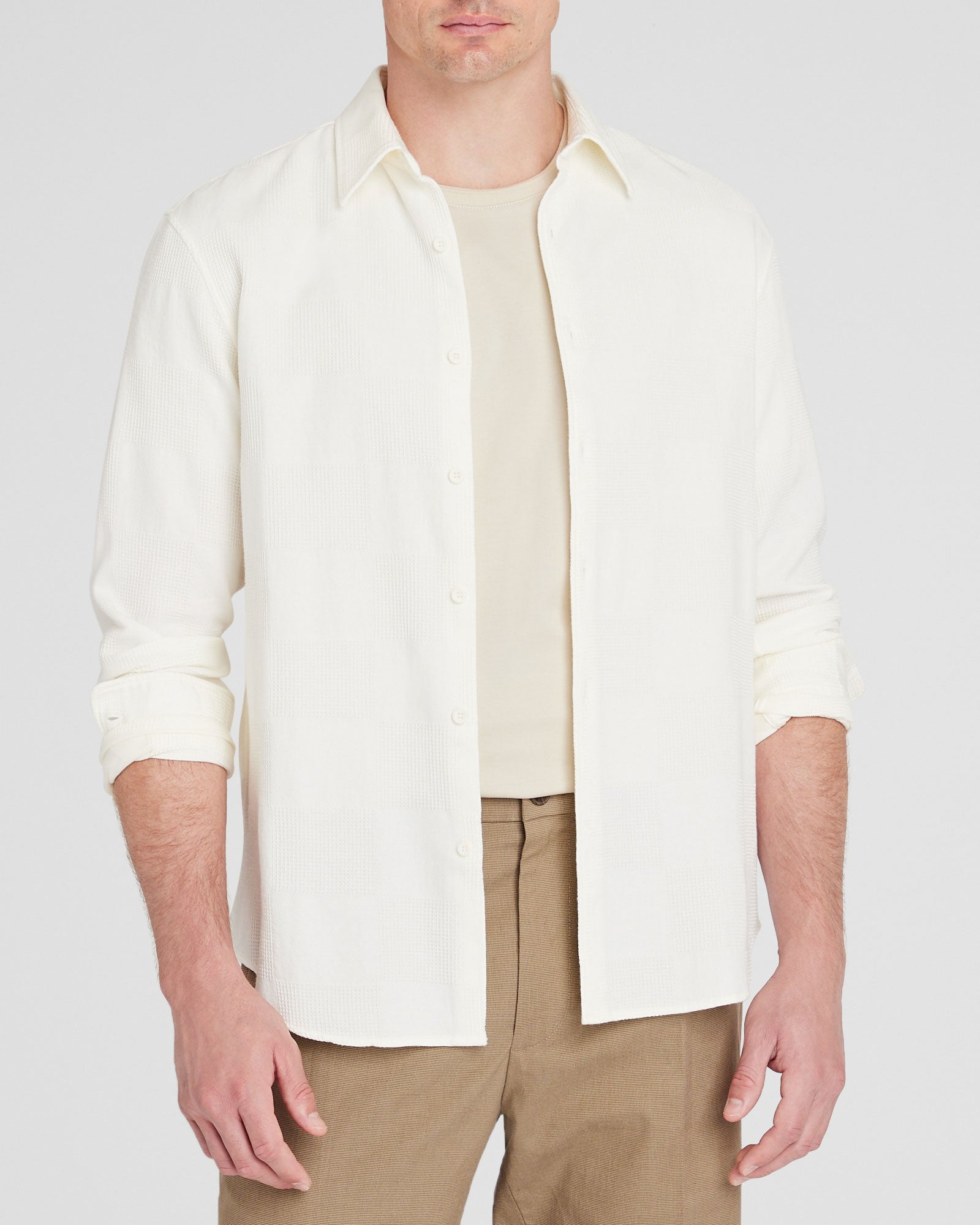 CLUB MONACO - Waffle Textured Shirt - Cream