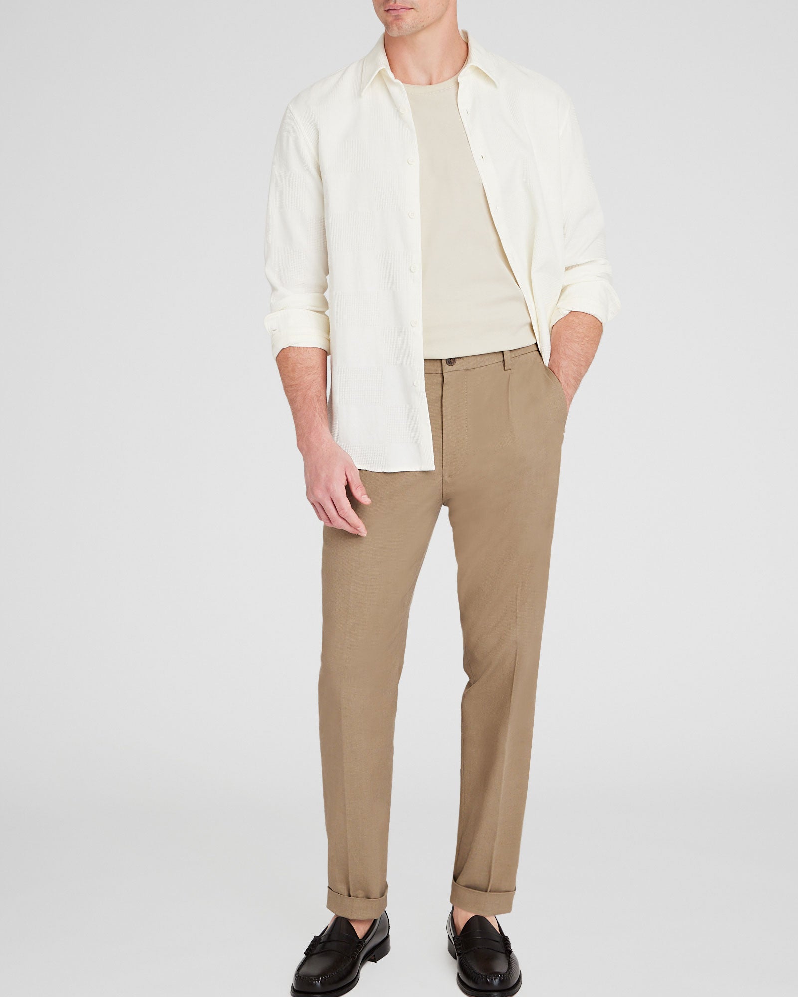 CLUB MONACO - Waffle Textured Shirt - Cream