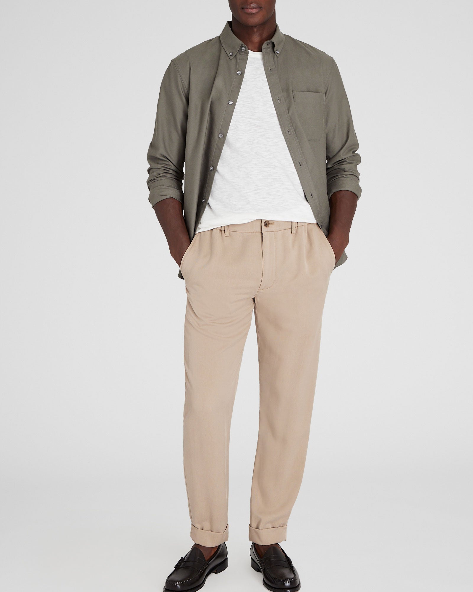 CLUB MONACO - Lyocell Elasticated Trouser - Stripe - Light Blue