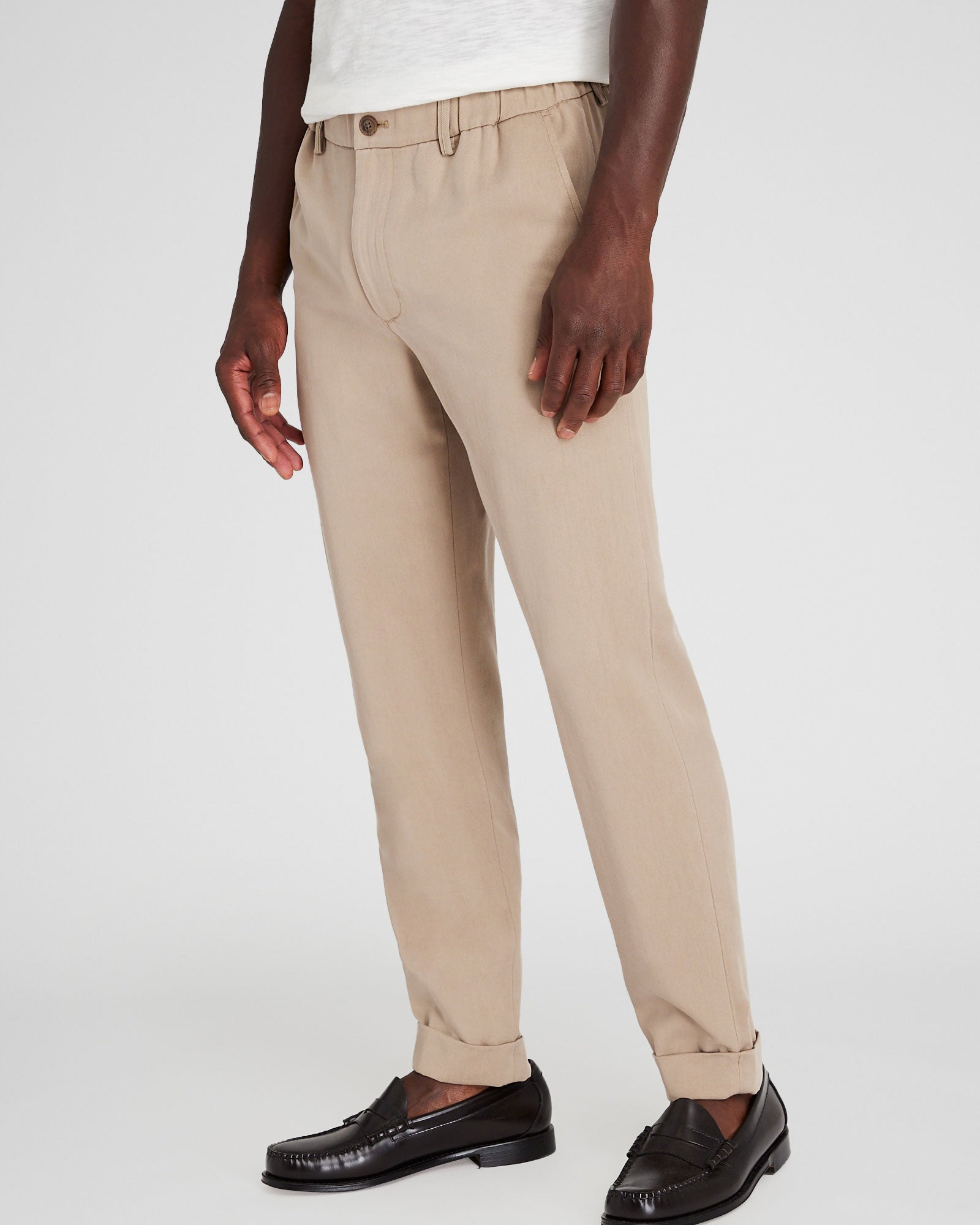 CLUB MONACO - Lyocell Elasticated Trouser - Stripe - Light Blue