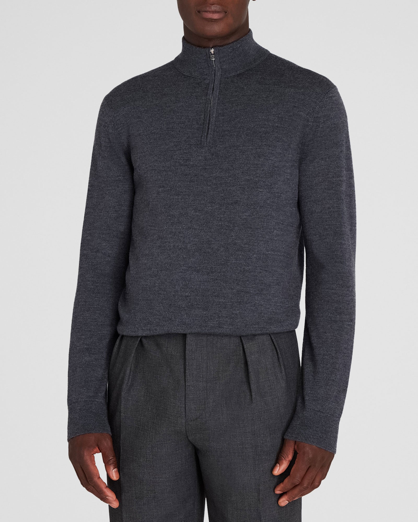 CLUB MONACO - Merino Quarter-Zip Sweater - Dark Charcoal