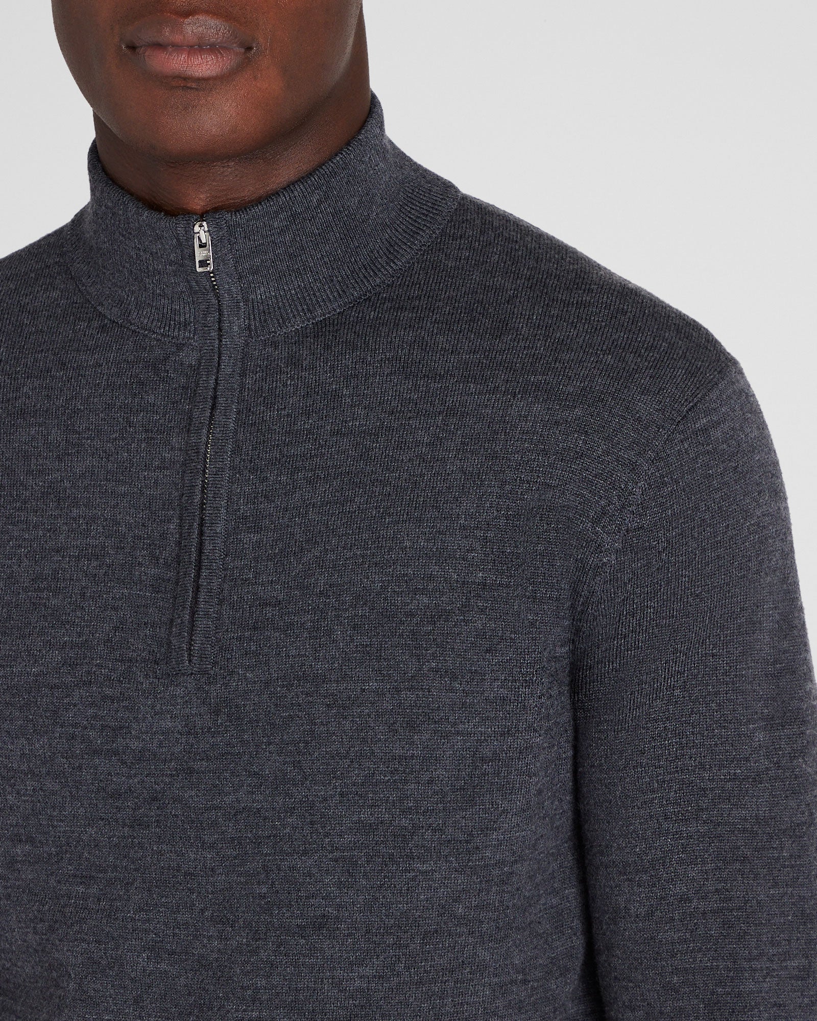 CLUB MONACO - Merino Quarter-Zip Sweater - Dark Charcoal
