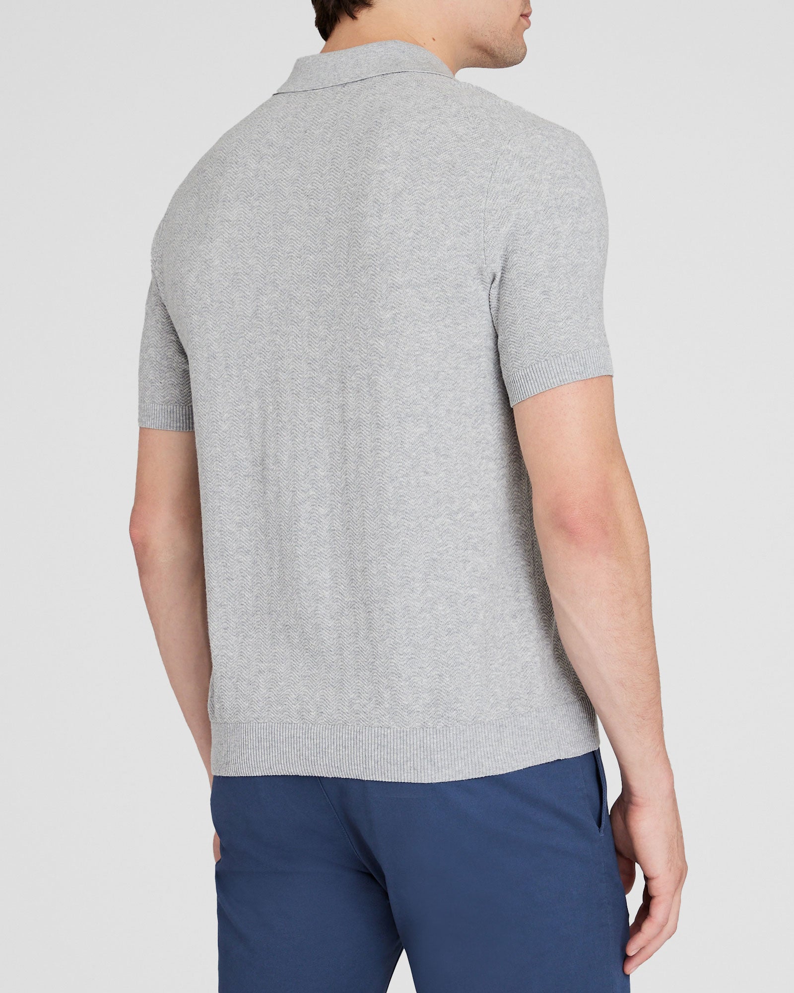 CLUB MONACO - Pull polo texturé à manches courtes - Gris Chiné