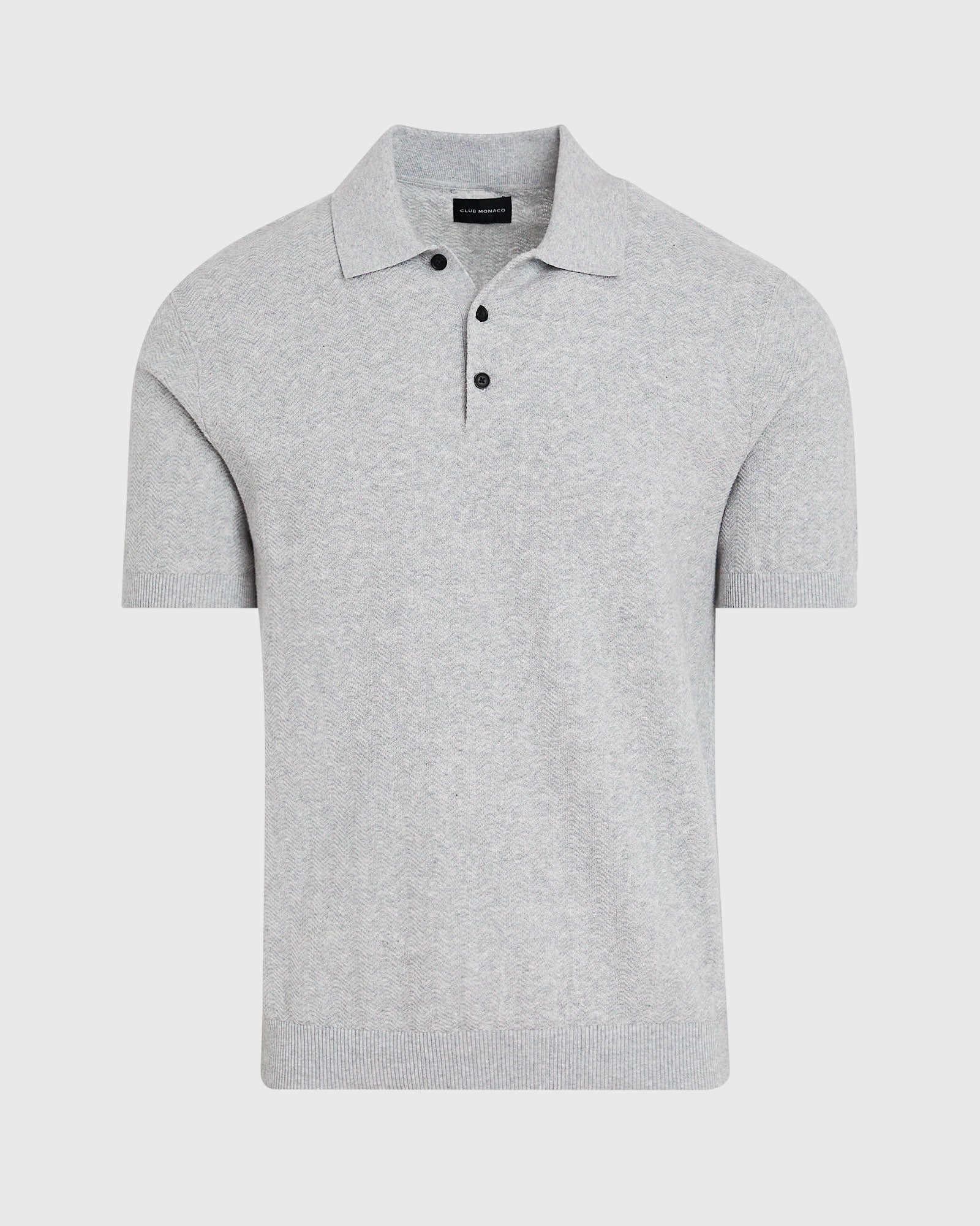 CLUB MONACO - Pull polo texturé à manches courtes - Gris Chiné