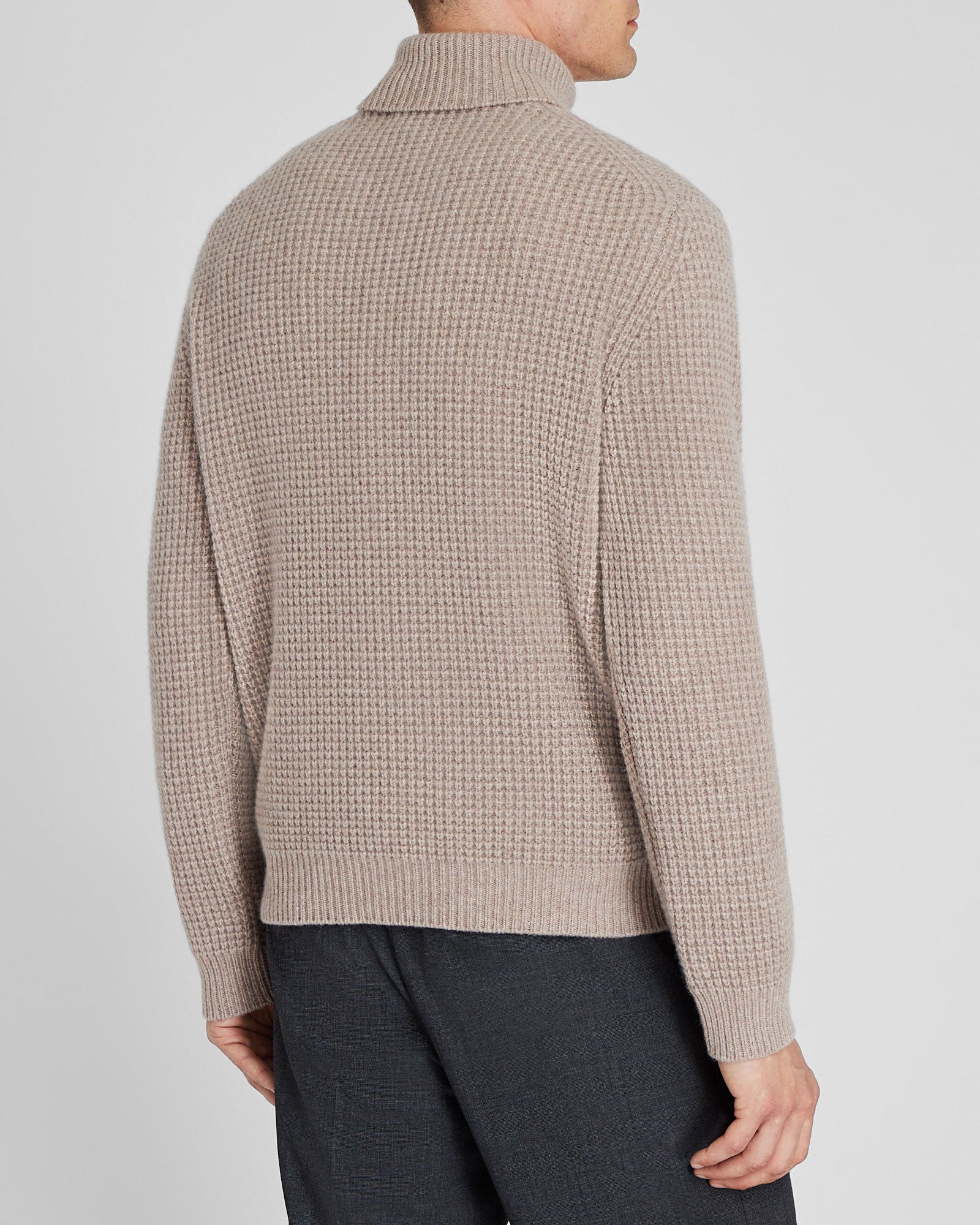 CLUB MONACO - Waffle-Knit Cashmere Turtleneck - Oatmeal Heather