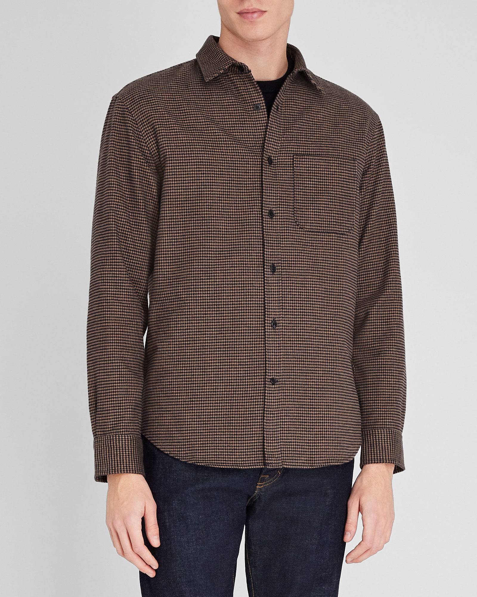 CLUB MONACO - Chemise en flanelle pied-de-poule - Mélange De Brun
