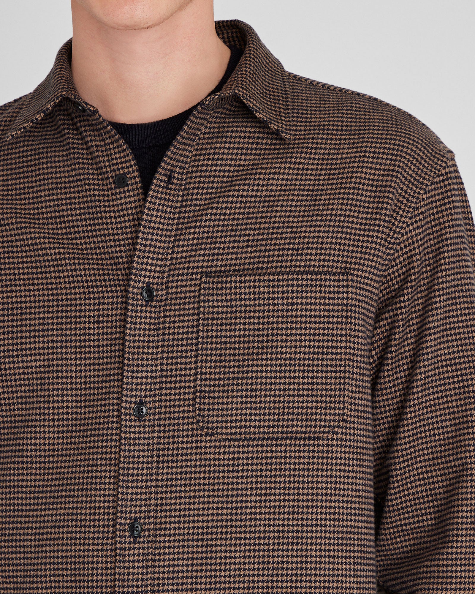 CLUB MONACO - Chemise en flanelle pied-de-poule - Mélange De Brun