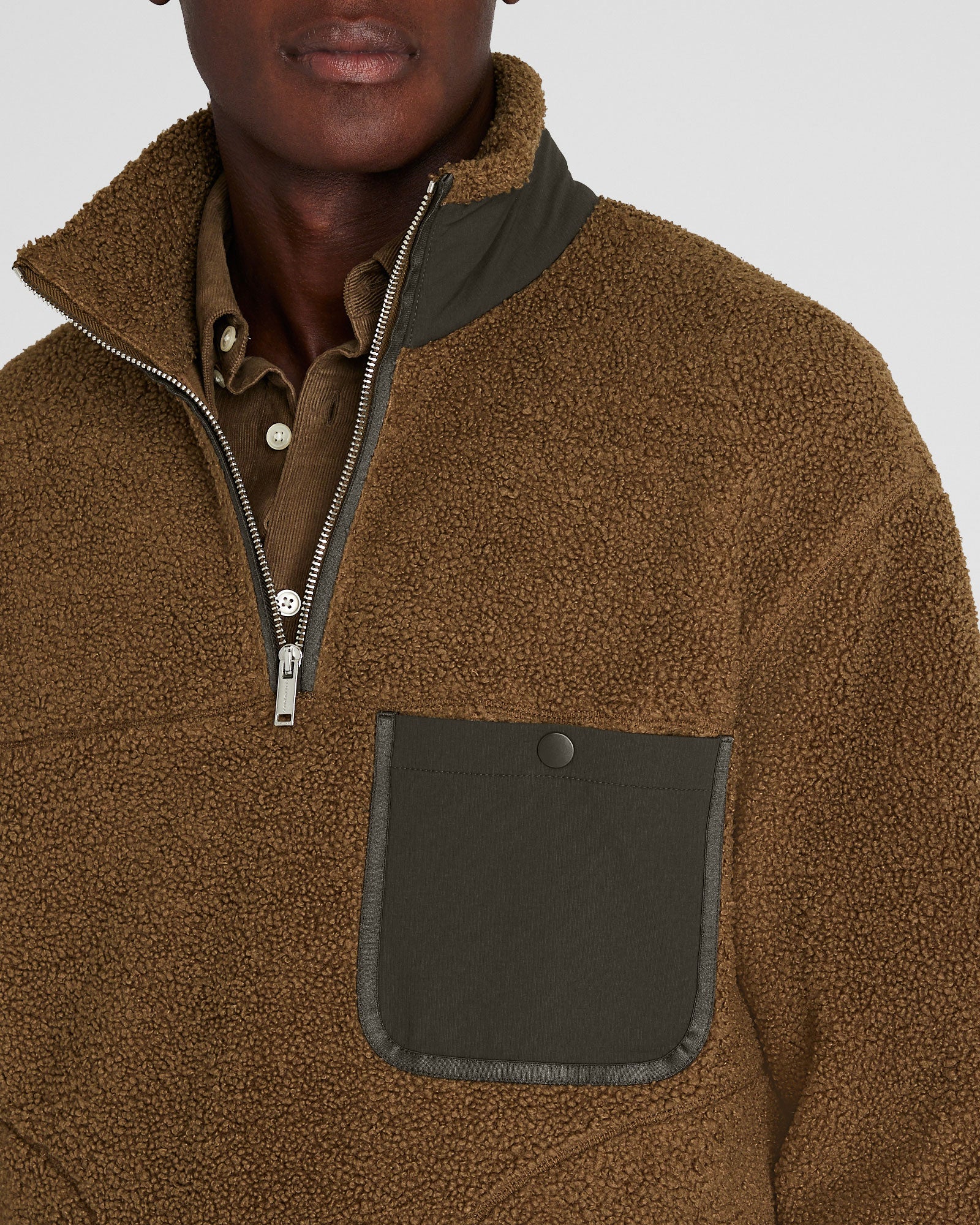 CLUB MONACO - Sherpa demi-zip - Tanné